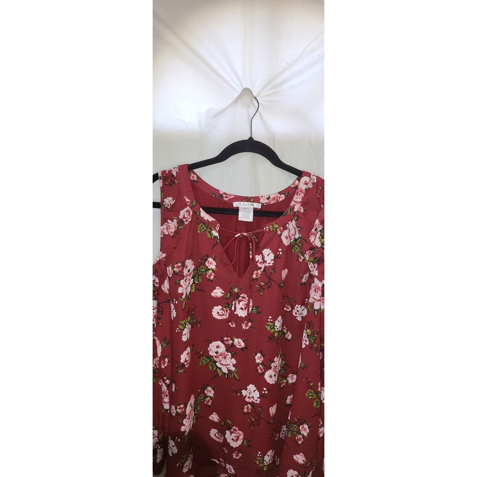 Other Ruffle Cold Shoulder Burgundy Floral 3/4 Sleeve Blouse XL Size XL / US 12-14 / IT 48-50 - 6 Thumbnail