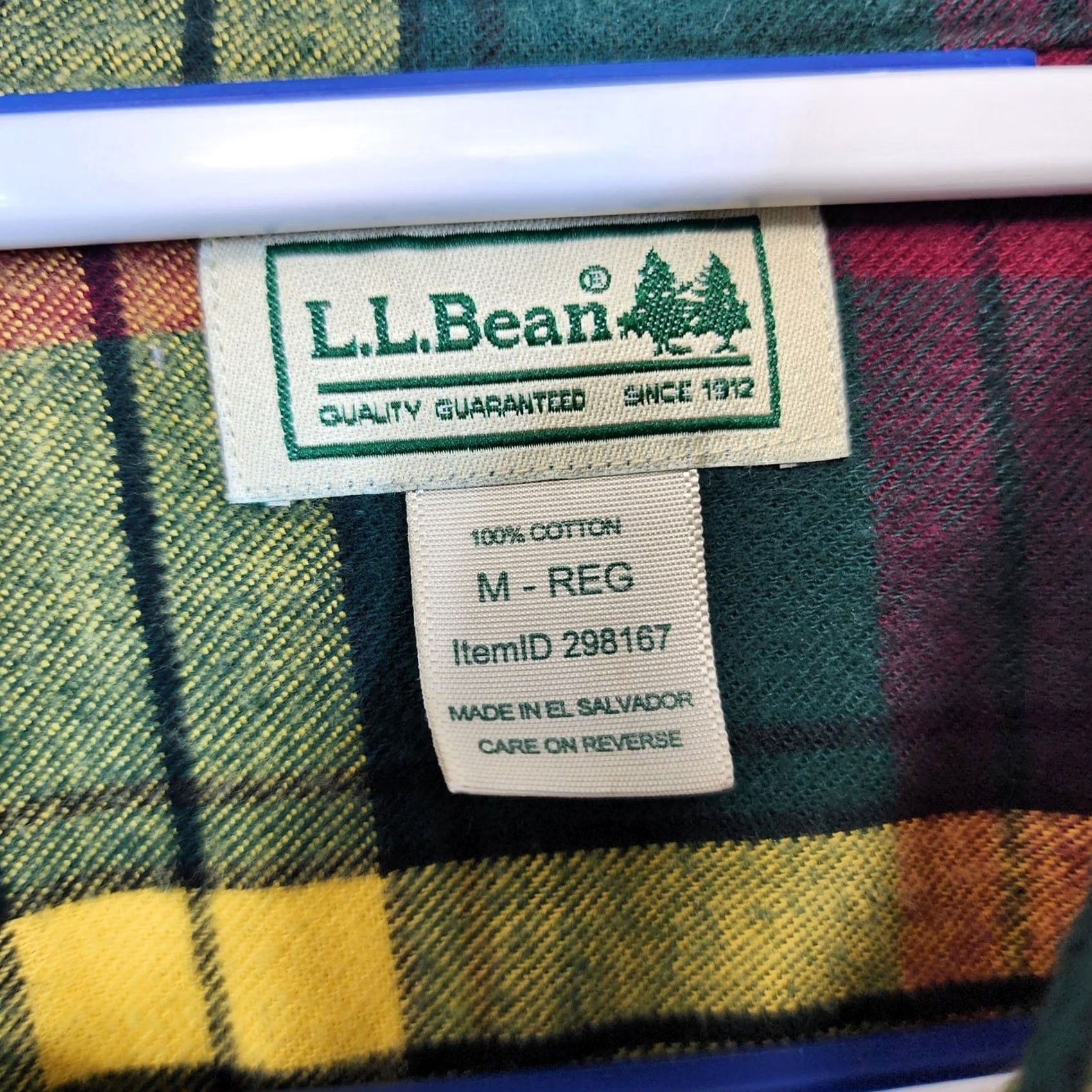 Vintage LL Bean Mens Medium Scotch Plaid Flannel Shirt Slightly Fitted Green Yellow Size US M / EU 48-50 / 2 - 3 Thumbnail