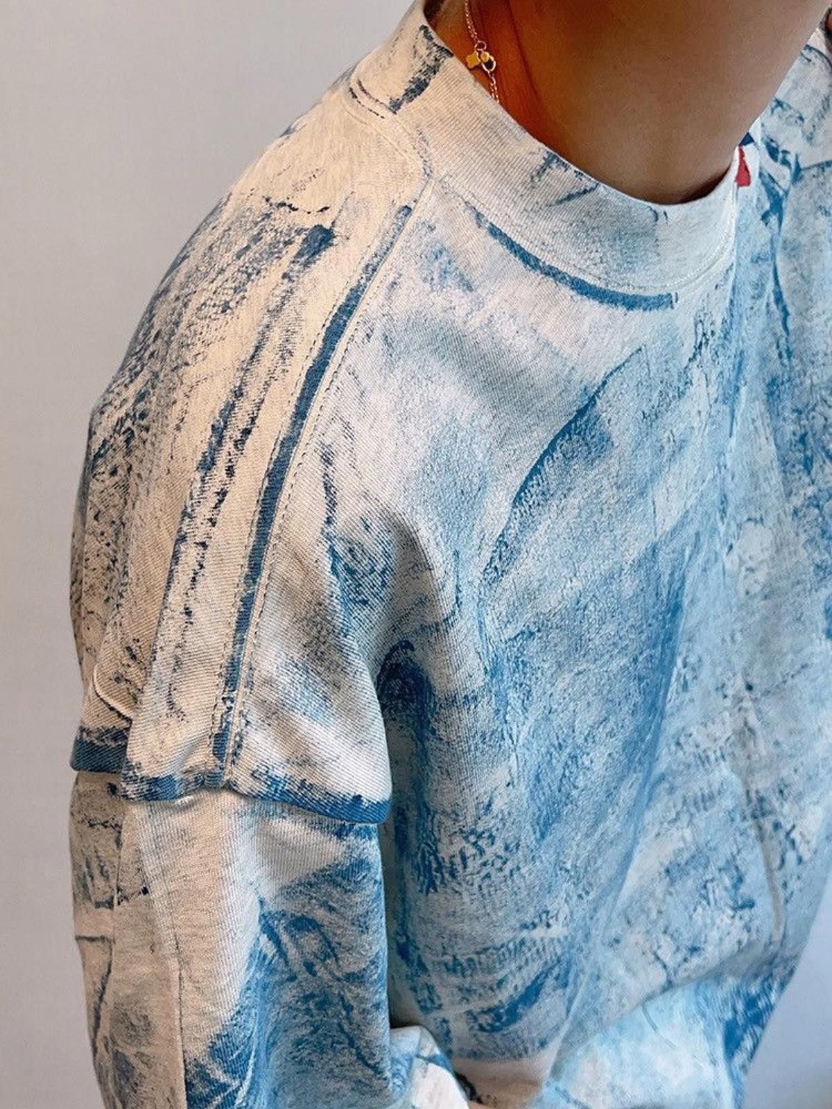 Other Blue Abstract Print T-Shirt with Decorative Accents Size US L / EU 52-54 / 3 - 5 Thumbnail