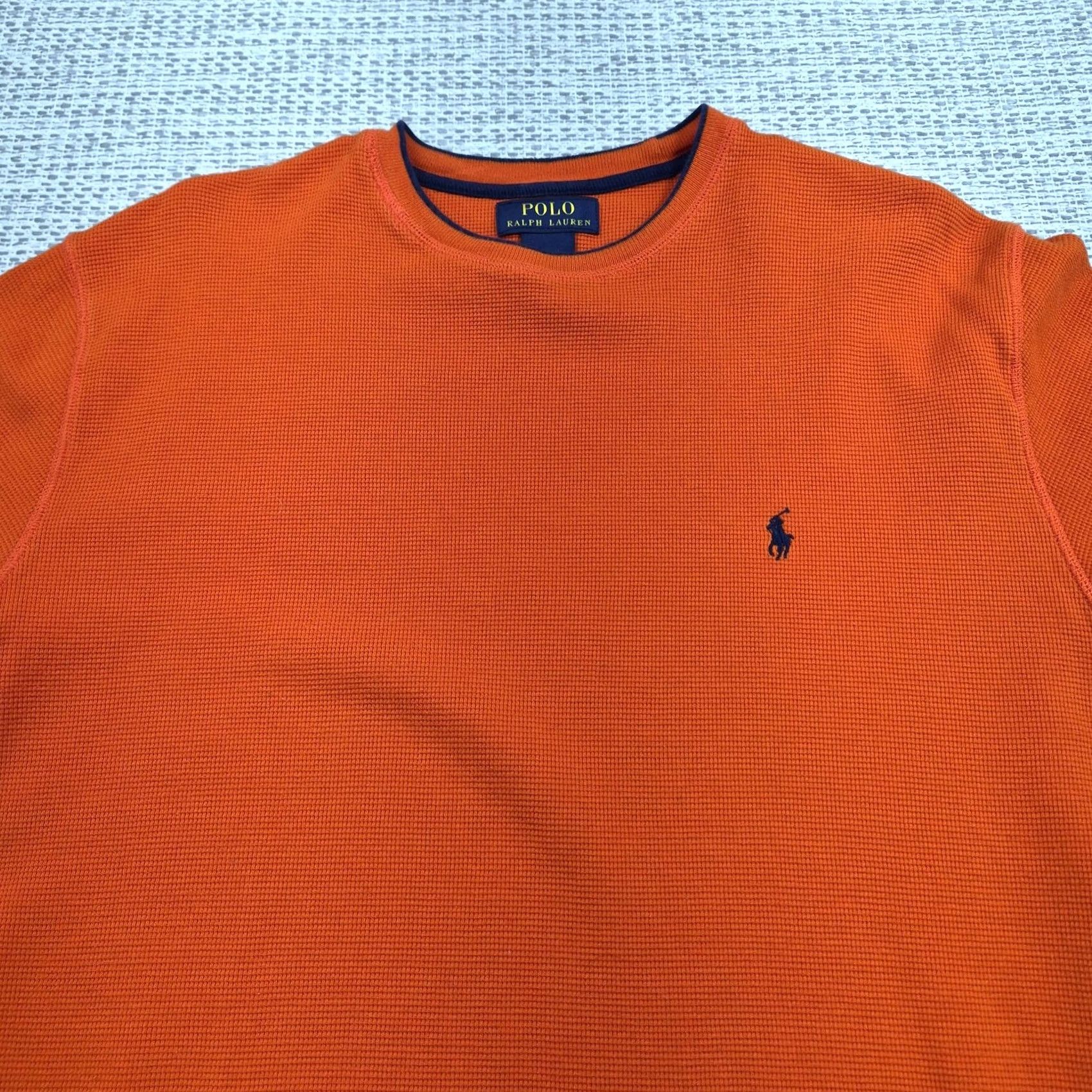 Polo Ralph Lauren Polo Ralph Lauren Shirt Mens Large Orange Long Sleeve Thermal Waffle Crew Top Size US L / EU 52-54 / 3 - 4 Thumbnail