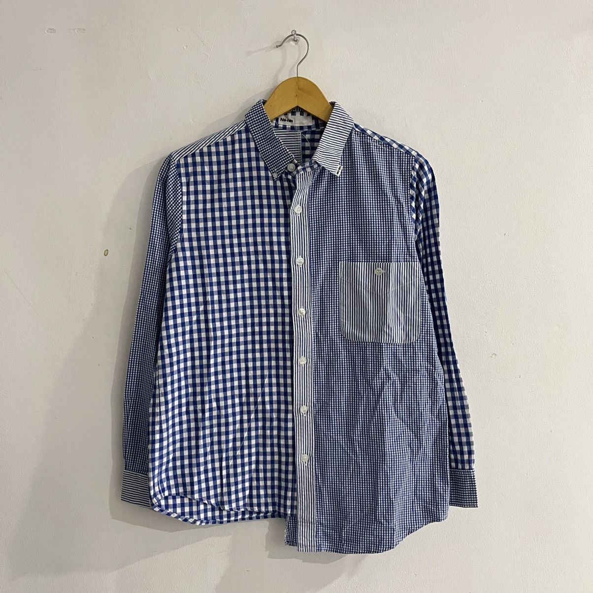 Ne-Net Ne net Issey miyake - Gingham Striped Unique Cut Button Up Size US M / EU 48-50 / 2 - 1 Thumbnail