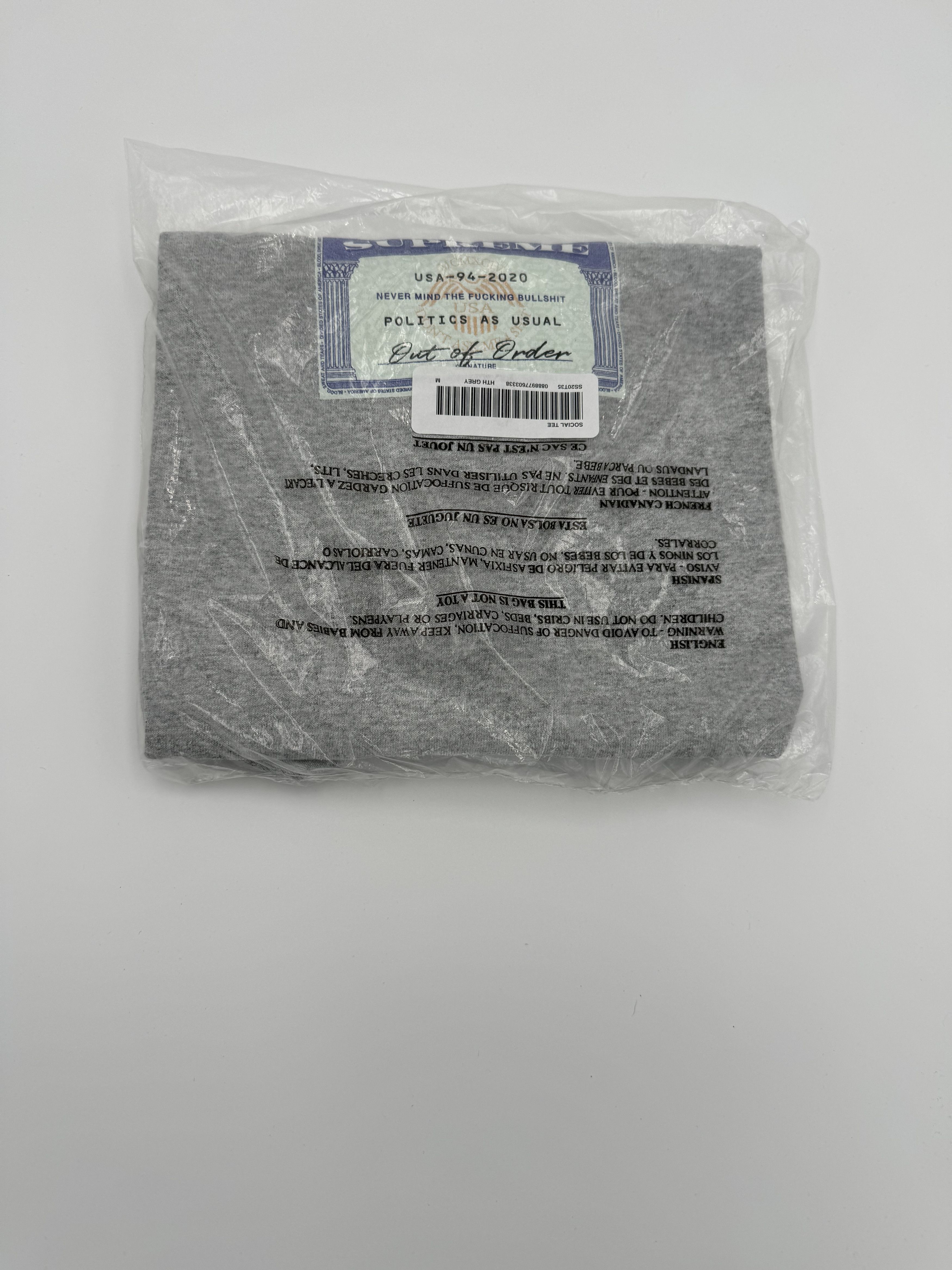 image of Supreme Social Tee Shirt in Grey, Men's (Size Medium)