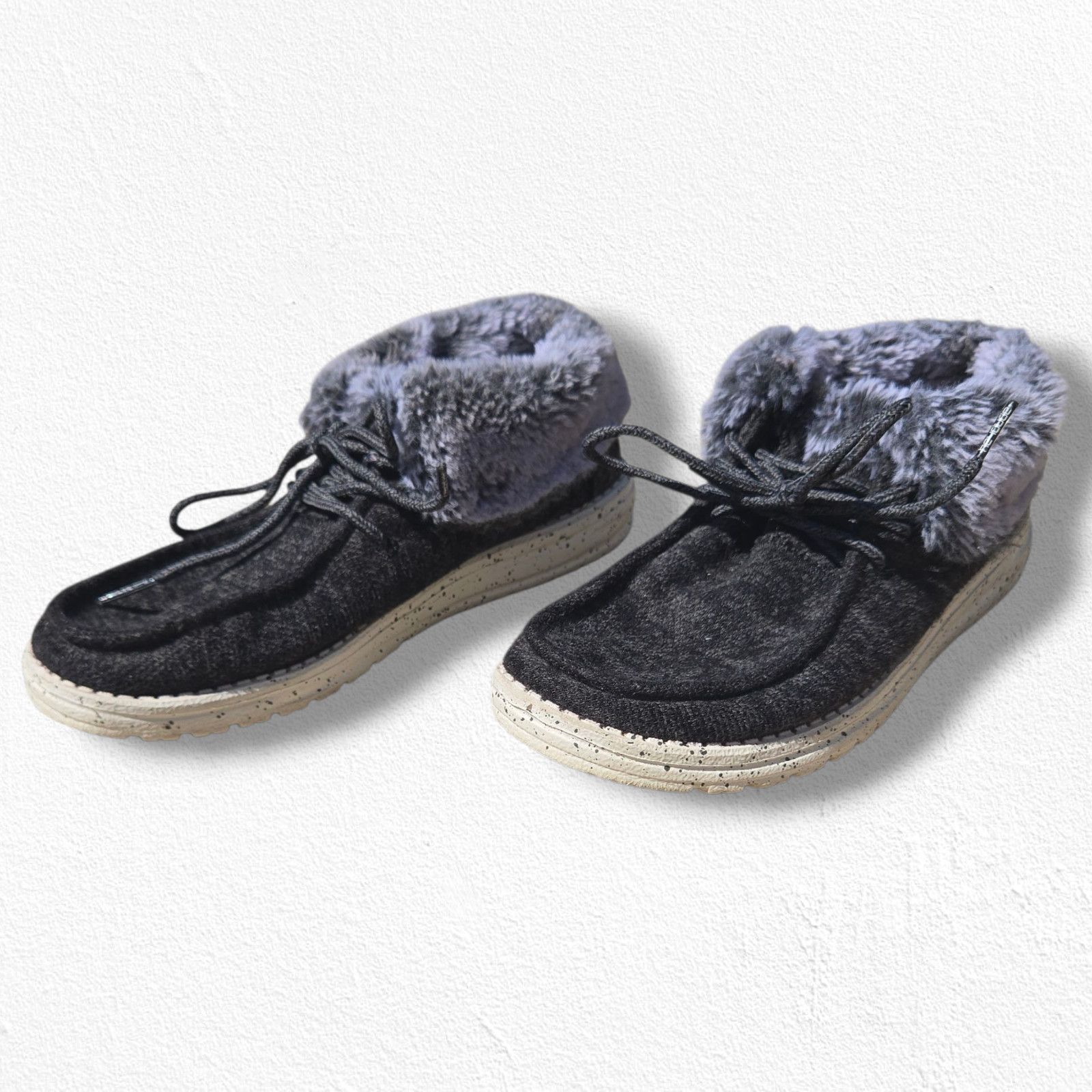 Other Hey Dude Britt Dark Gray Faux Fur Chukka Moccasins Size 7 Size US 7 / IT 37 - 3 Thumbnail