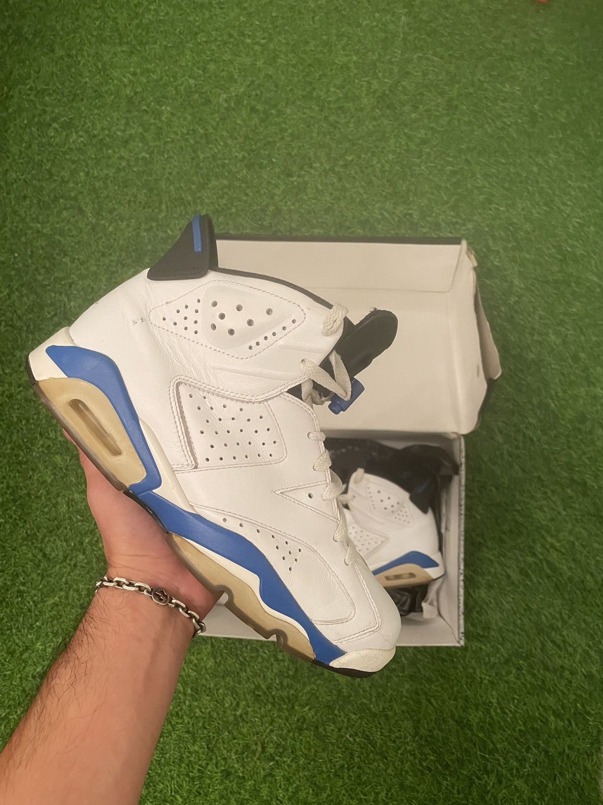 image of Jordan Nike Jordan 6 2014 “ Sports Blue” Size 8 Shoes in White, Men's