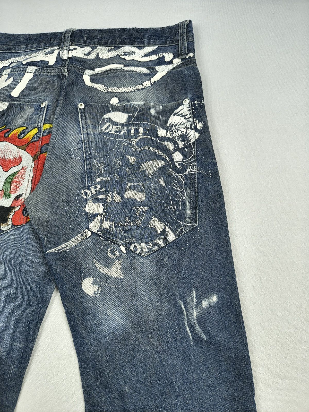 Ed Hardy Ed Hardy Skull Graphic Spellout distressed Y2K Jeans(064) Size US 34 / EU 50 - 5 Thumbnail