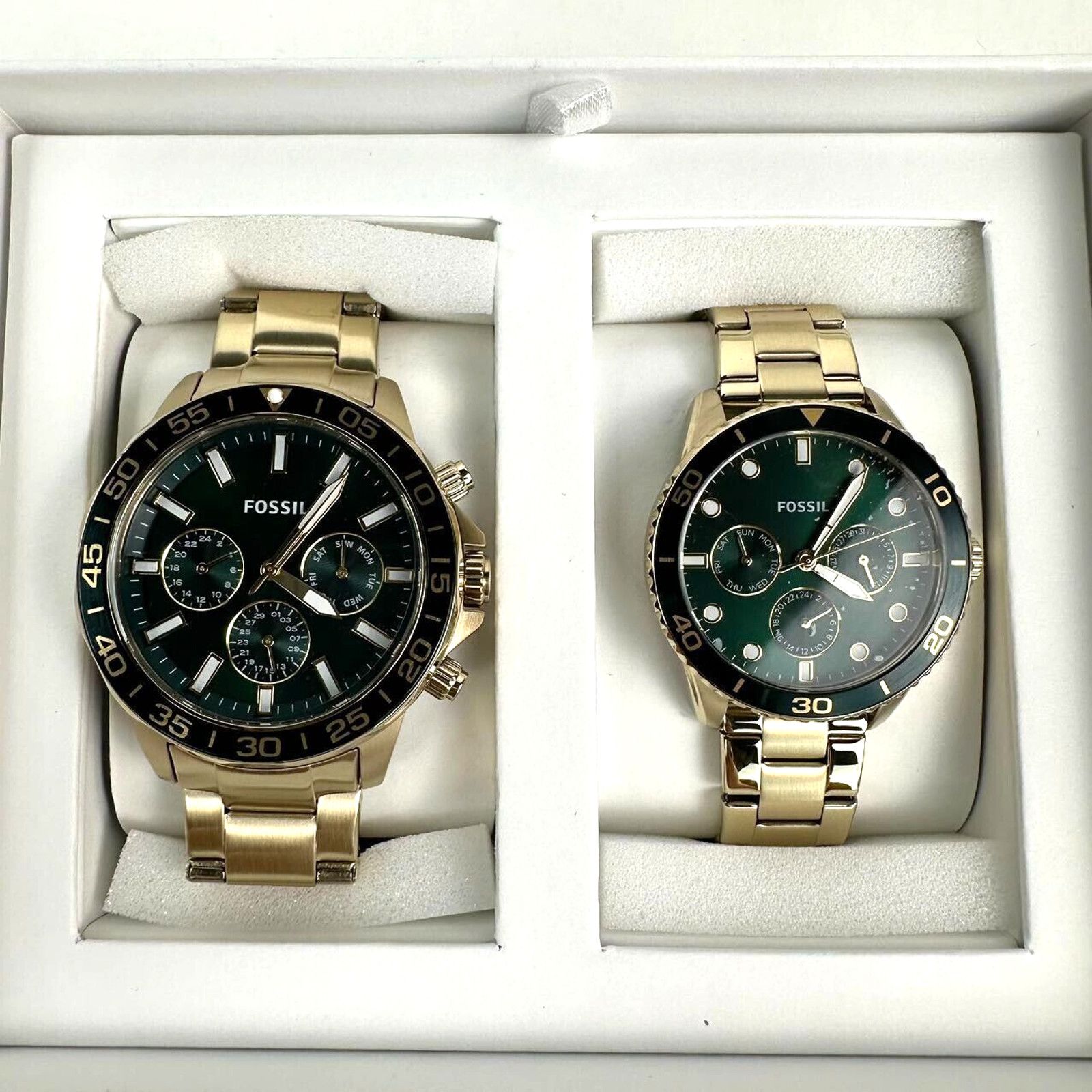 Fossil Fossil Golden Green Chronograph Stainless Steel Watch Set Size ONE SIZE - 1 Thumbnail