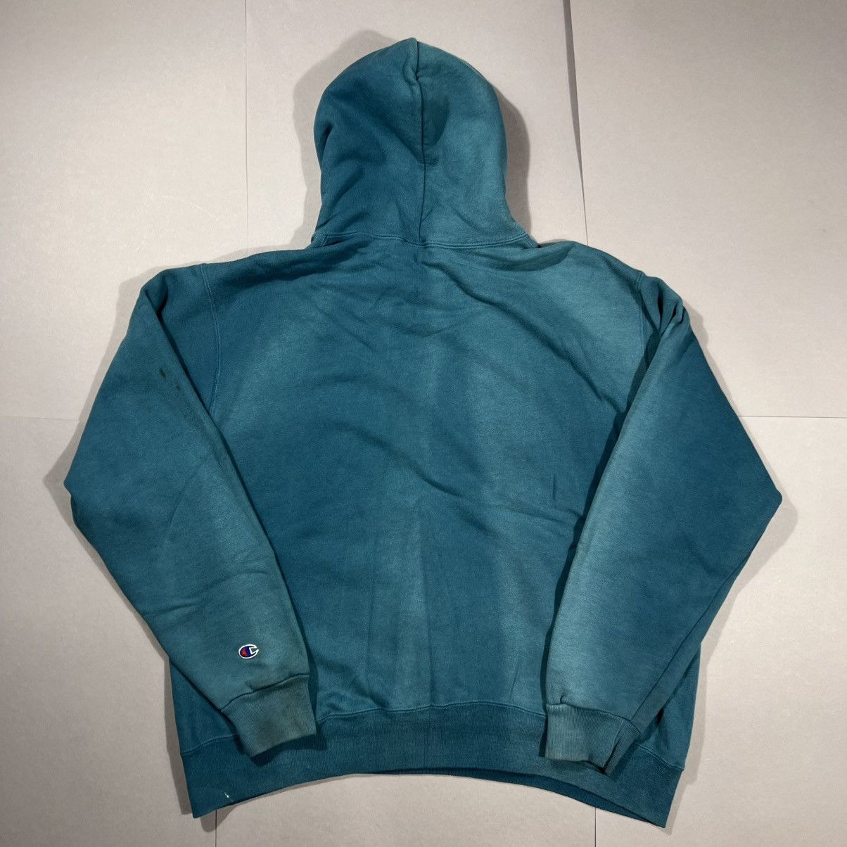 Champion × Vintage Vintage 90s Champion Sun Faded Turquoise Hoodie Size US L / EU 52-54 / 3 - 5 Thumbnail