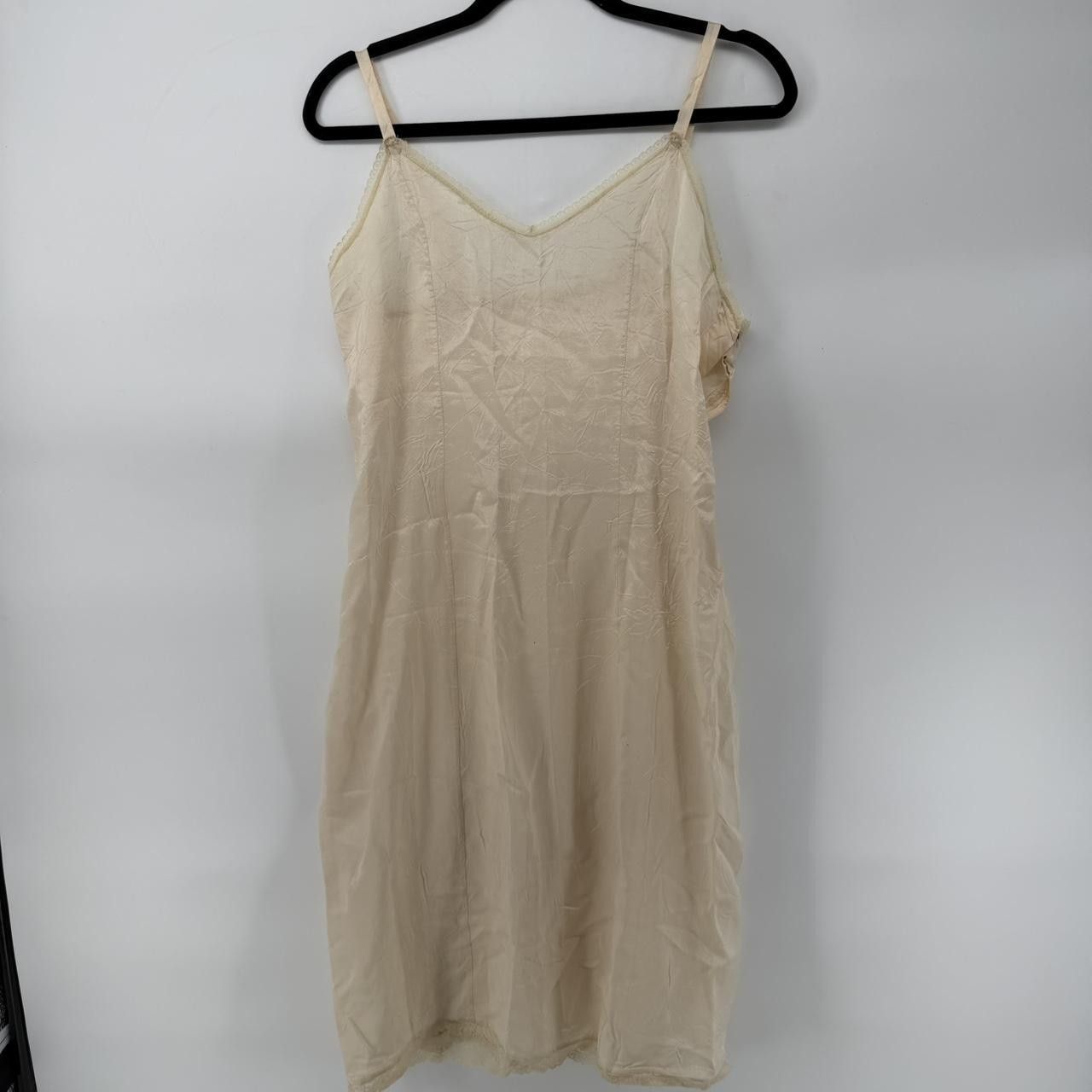 The Unbranded Brand Vintage Ivory Acetate Slip Dress Side Snap Lingerie Lace Size L / US 10 / IT 46 - 1 Thumbnail