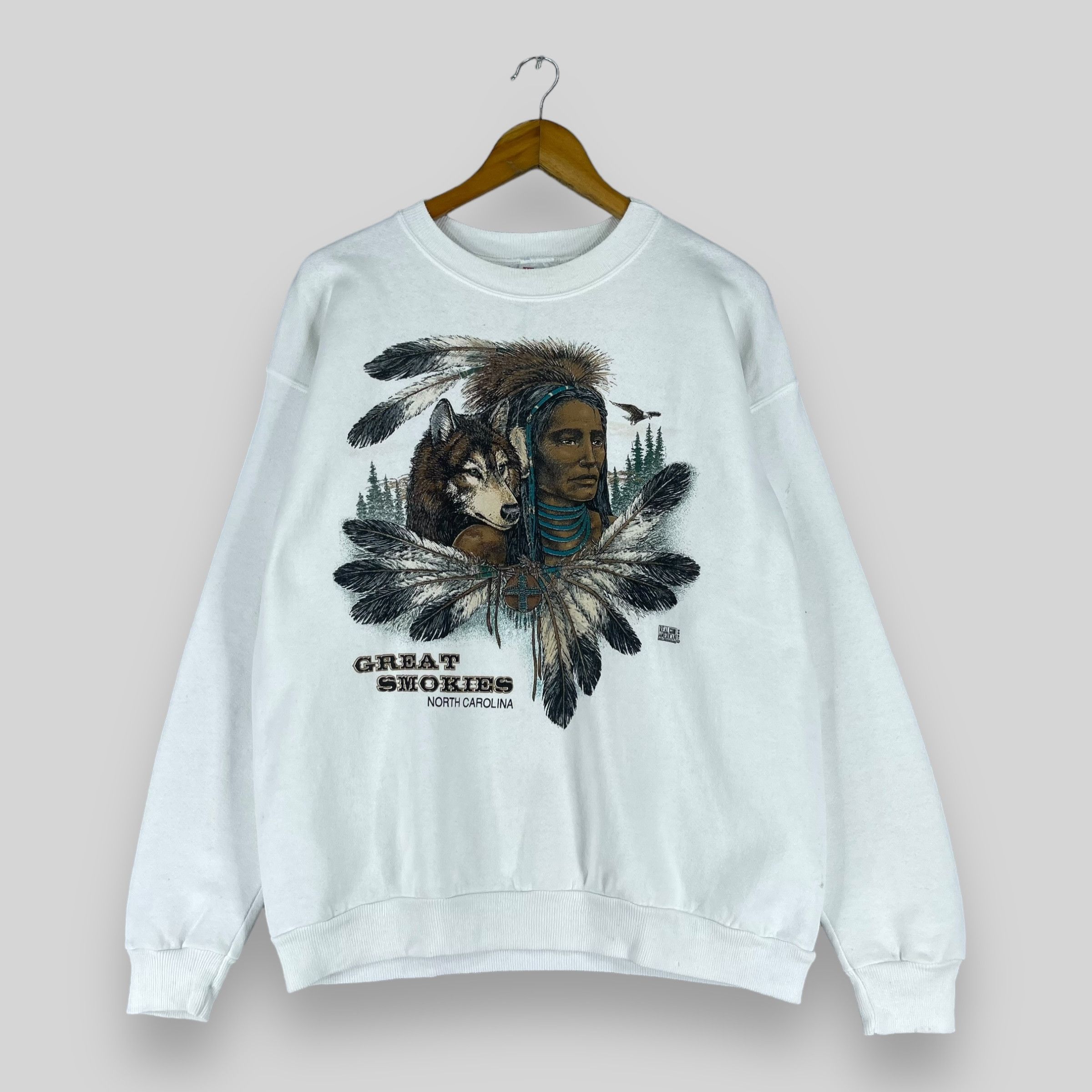 Native × Vintage Vintage 1990s American Native Lifestyle Printed Sweatshirt Size US M / EU 48-50 / 2 - 1 Thumbnail