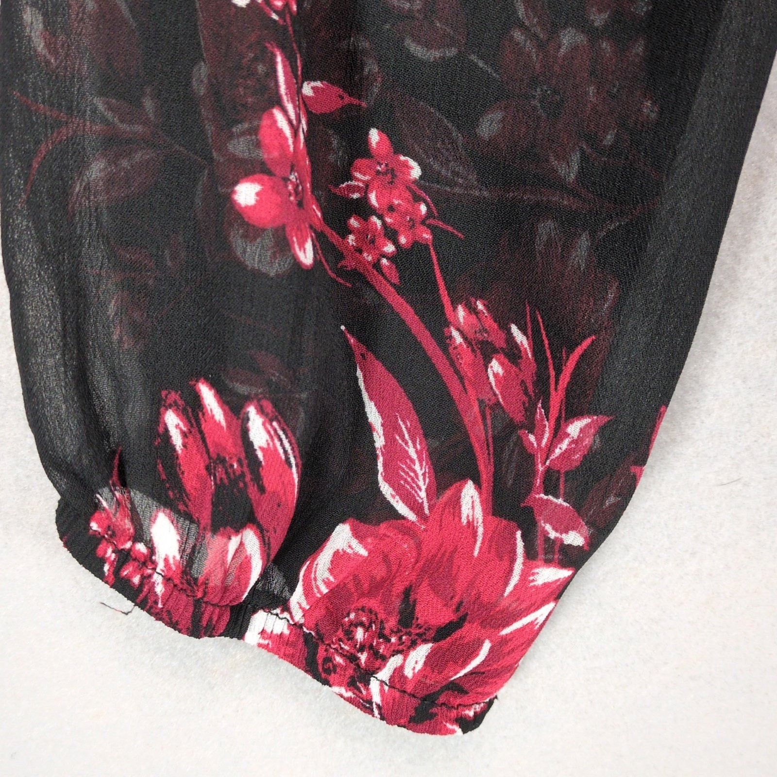 Other I.N. San Francisco Sz XL Black Red Floral Sheer Midi Dress Size XL / US 12-14 / IT 48-50 - 4 Thumbnail