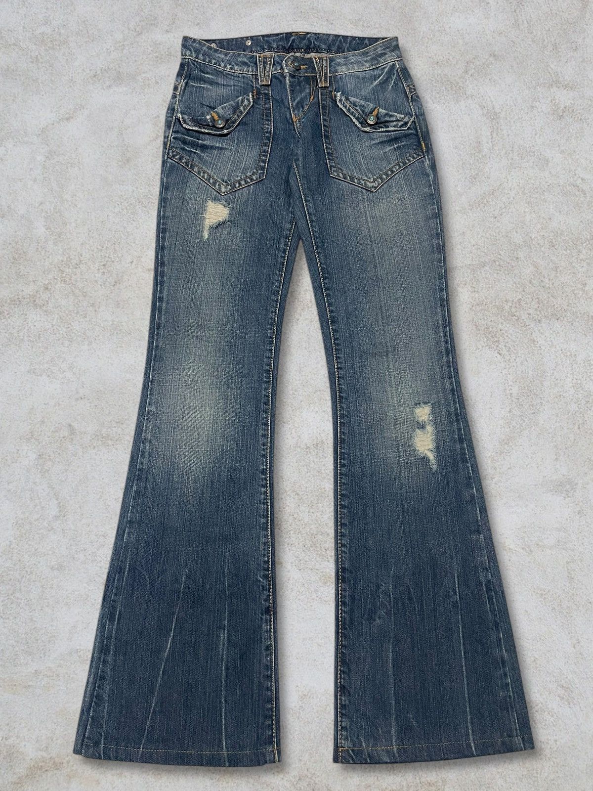 KMRii Vintage Bonaventure Diamond Button Metal Tag Bootcut Jeans Size 28" / US 6 / IT 42 - 6 Thumbnail