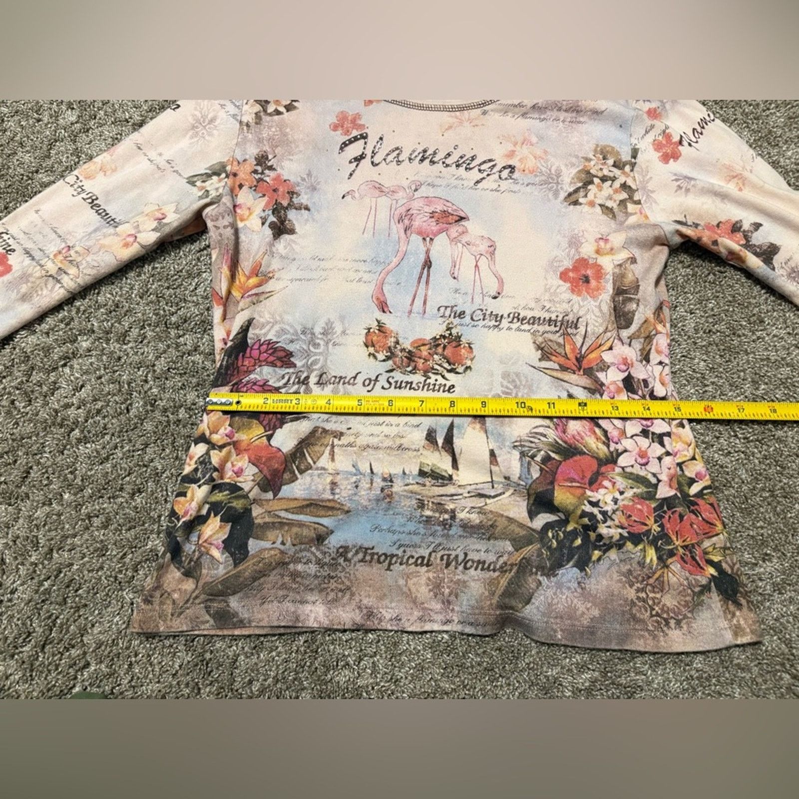 Other (Christoper & Banks) Y2K 2000s Flamingo 3/4 Top: Size Medium Size M / US 6-8 / IT 42-44 - 5 Thumbnail
