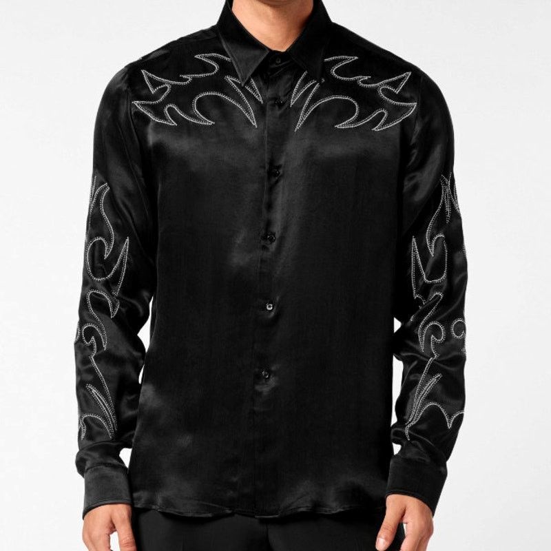 Philipp Plein Philipp Plein Men's Black Embellished Texas Shirt Size XL Size US XL / EU 56 / 4 - 1 Thumbnail