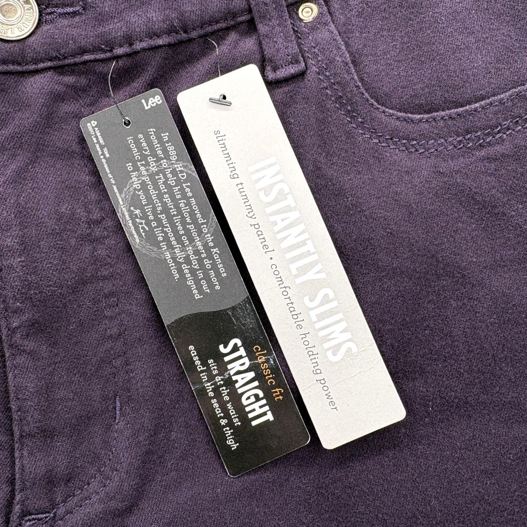 Lee Lee Jeans Womens 14 Purple Classic Fit Straight Leg Platinum Label Slim Denim Jeans Womens Color Purple Size 14 Size 36" / US 14 / IT 50 - 4 Thumbnail