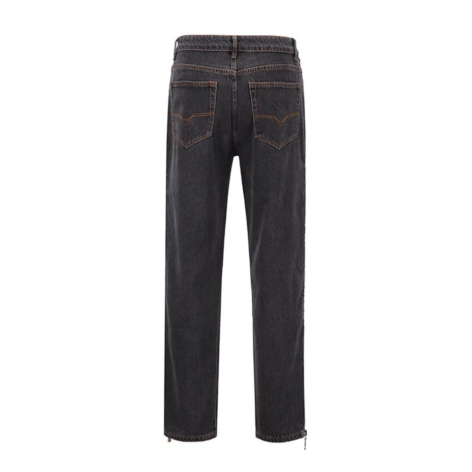 Designer × Japanese Brand Straight Frayed Jeans Side Zipper Harajuku Style Loose Pants Size US 30 / EU 46 - 5 Thumbnail
