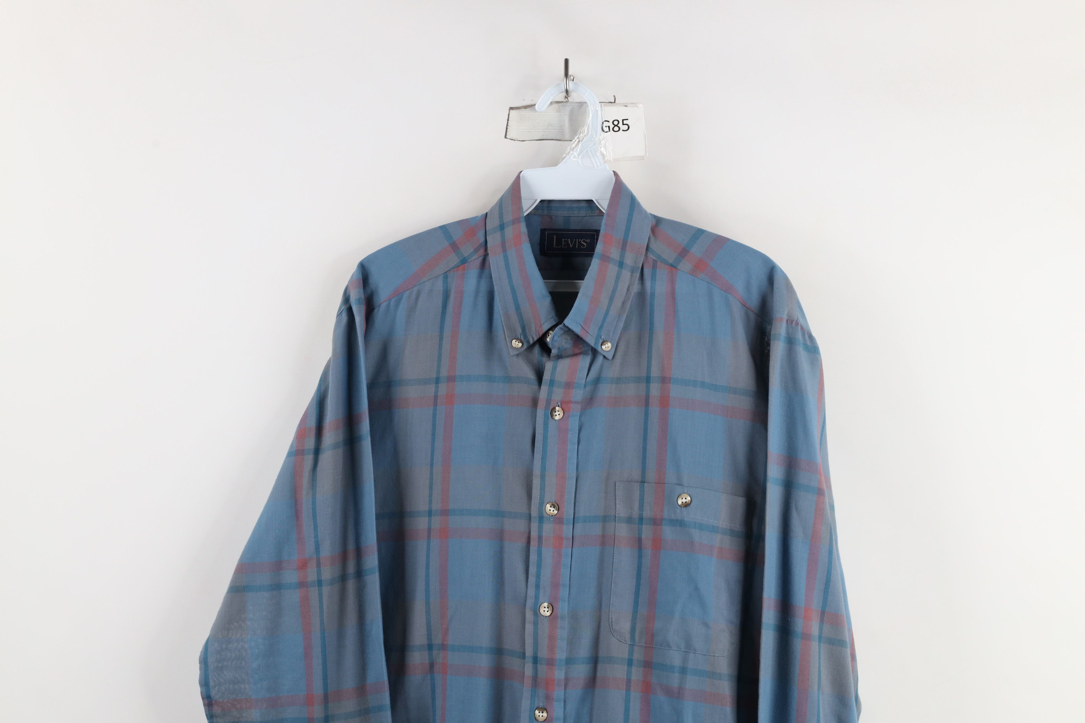 Levi's × Vintage Vintage 80s 90s Levis Faded Plaid Collared Button Down Shirt Size US L / EU 52-54 / 3 - 2 Thumbnail