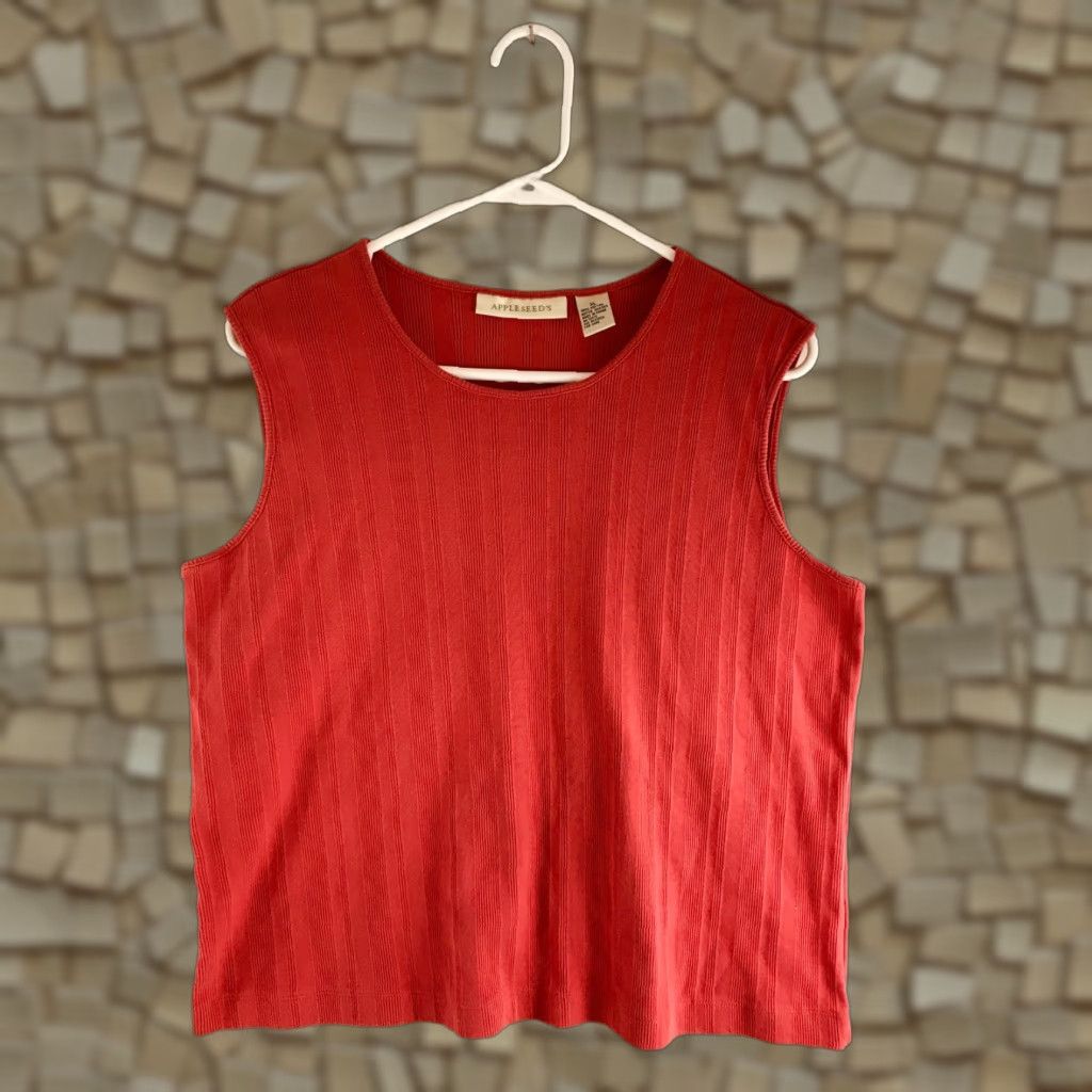 Vintage Appleseed's Tank Top Women's XL Red Sleeveless Round Neck Ribbed Size XL / US 12-14 / IT 48-50 - 1 Thumbnail