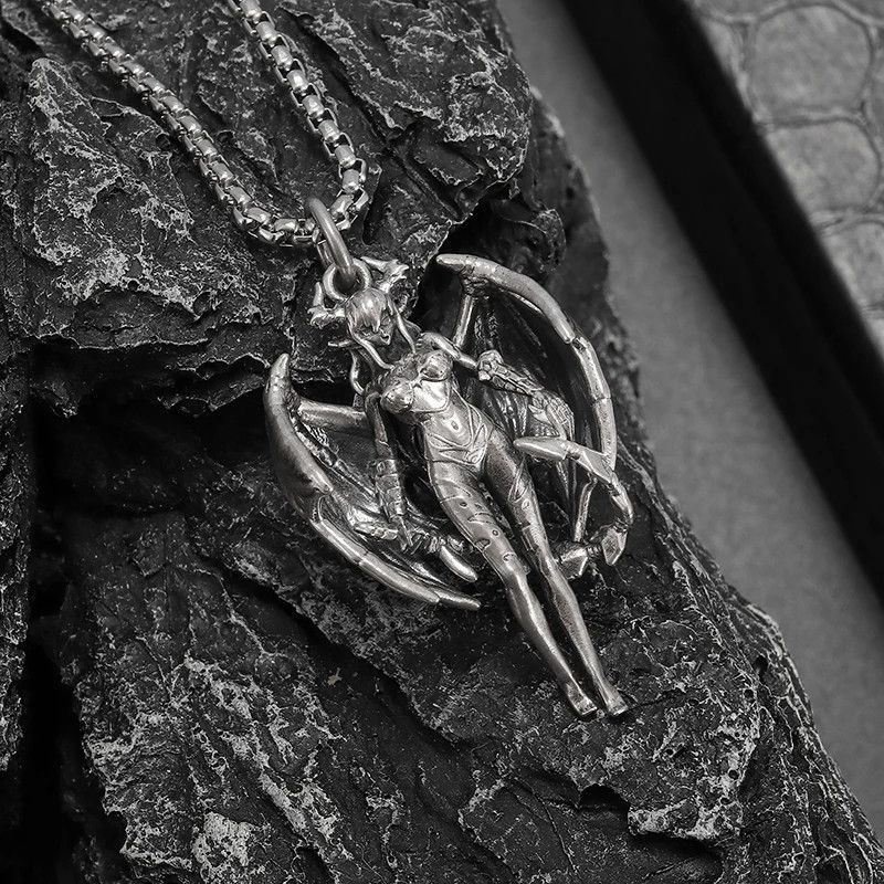Jewelry Sexy Witch Winged Goddess with Long Knife Pendant Necklace Size ONE SIZE - 1 Thumbnail