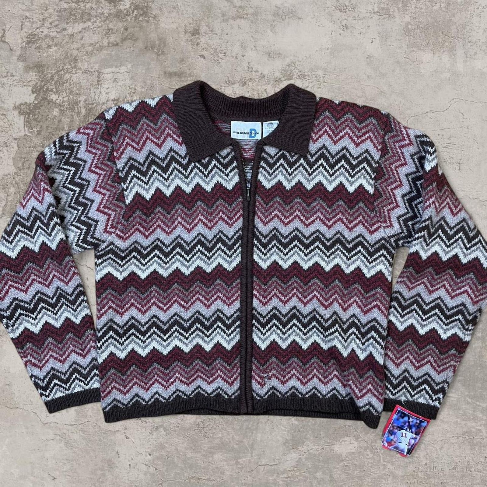 Harris Tweed 80s boxy Paul Harris Multi Color Wool zip up sweater M Size US M / EU 48-50 / 2 - 1 Thumbnail