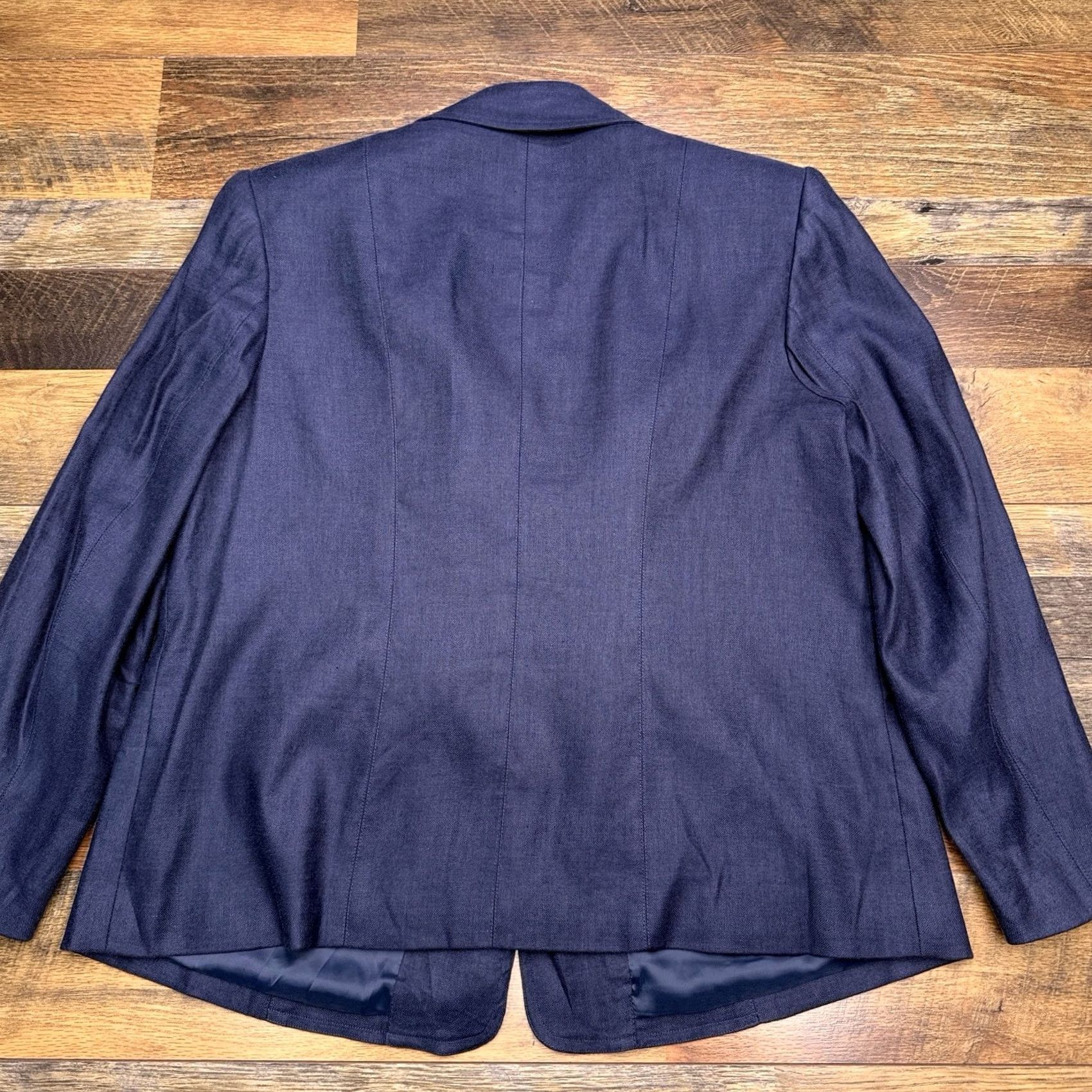 Talbots Talbots Petites Blazer 12W Blue Linen Silk Stretch Career Italian Fabric New Size XL / US 12-14 / IT 48-50 - 2 Thumbnail