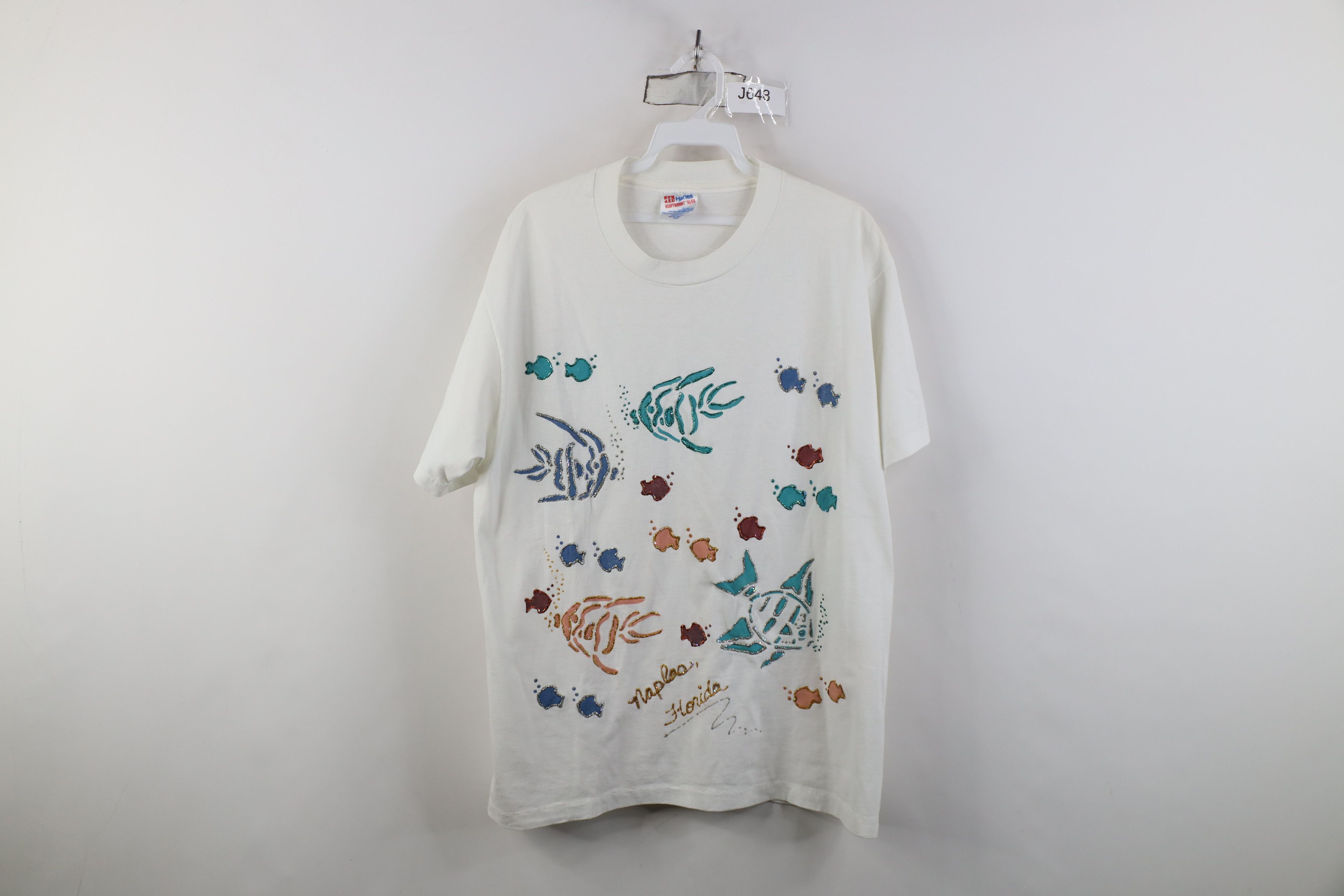Vintage Vintage 90s Streetwear Glitter Glue Florida Fish T-Shirt USA Size L / US 10 / IT 46 - 1 Thumbnail