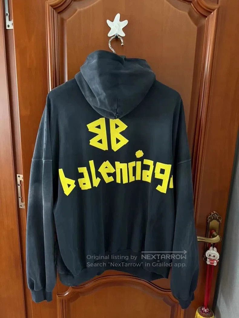 Balenciaga Balenciaga Black Distressed Tape Hoodie. Size US XXL / EU 58 / 5 - 2 Thumbnail