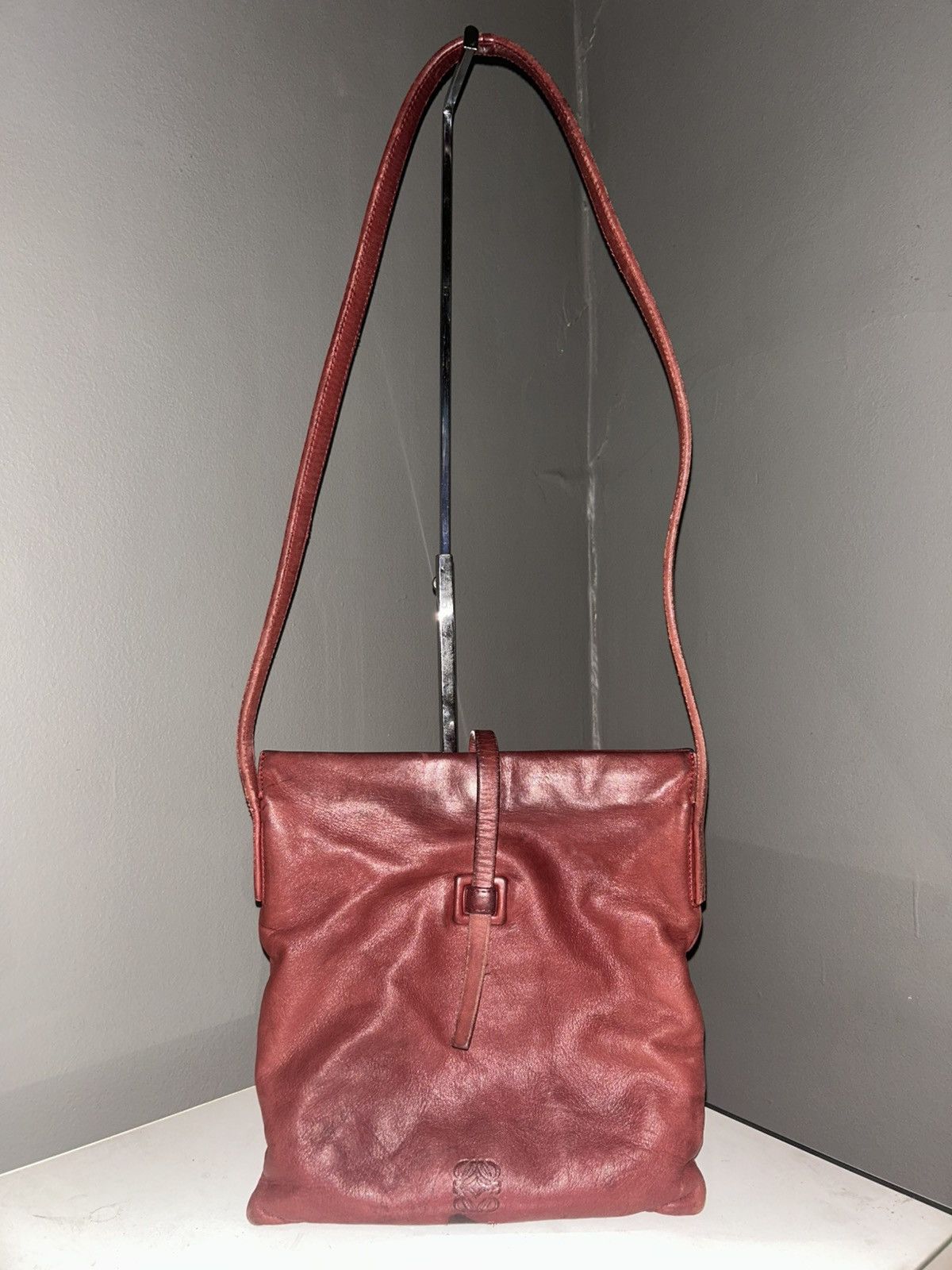 Vintage Loewe Burgundy Leather Shoulder Bag (project piece)