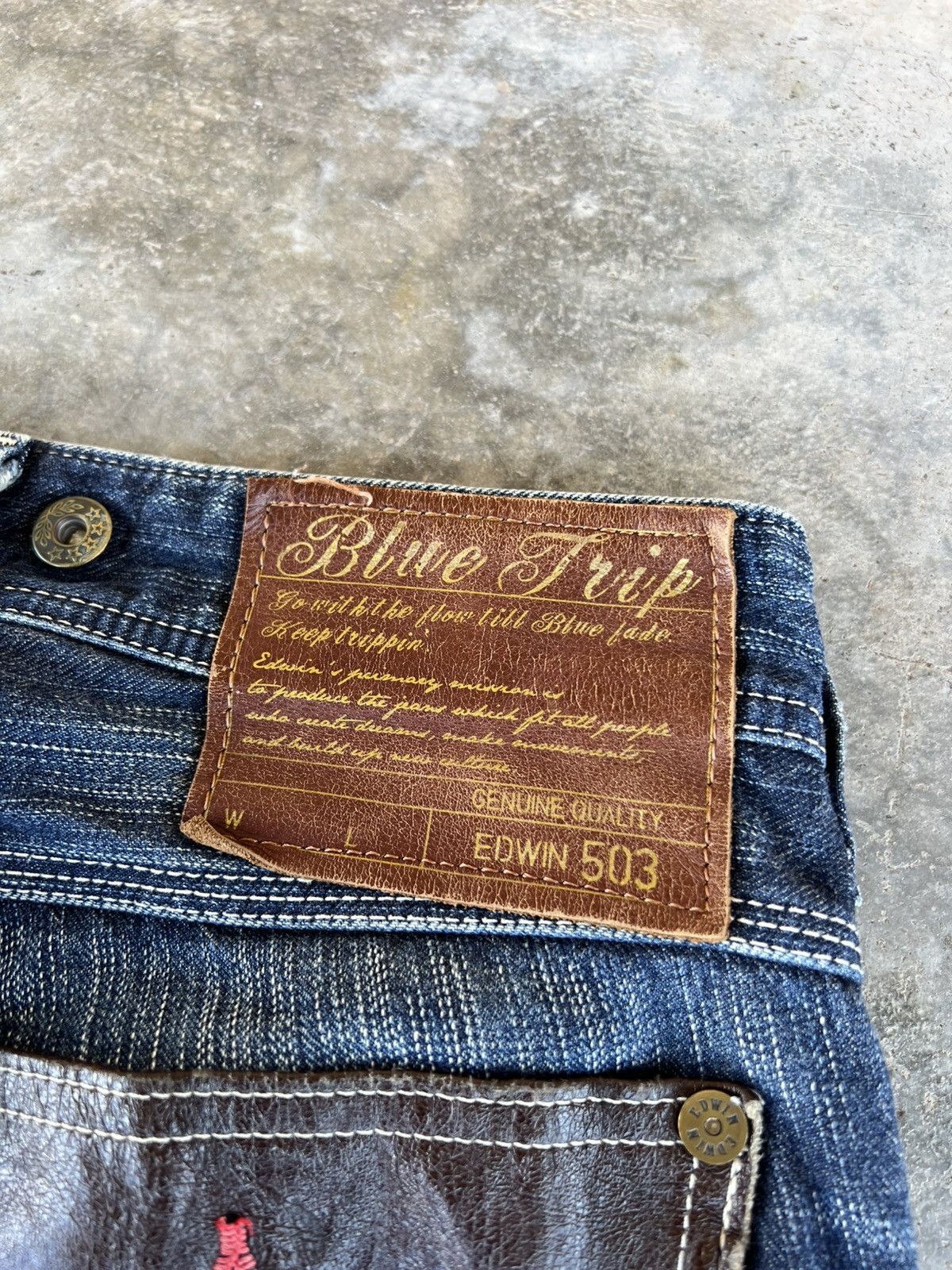 Edwin Vintage Flare Edwin 503 Blue Trip Distress Jean Size US 31 - 23 Thumbnail