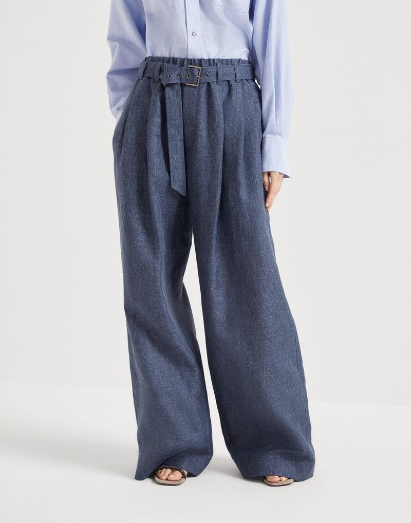 Brunello Cucinelli o1la1rc1a0326 Denim Explorer Track Trousers in Blue Size 28" / US 6 / IT 42 - 1 Thumbnail