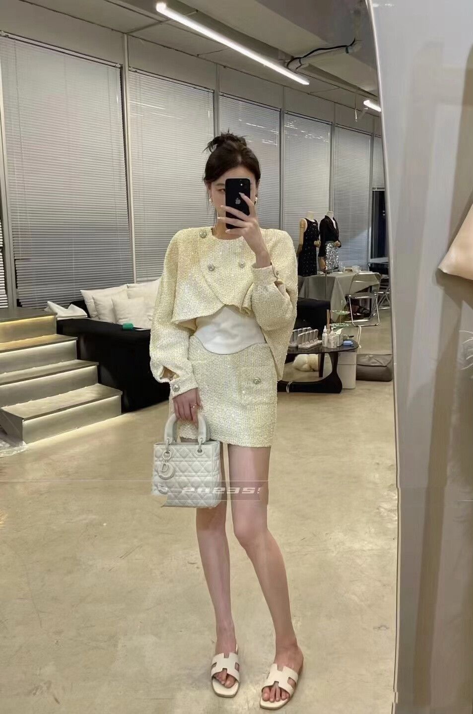 Chanel 23S Yellow Sequin Cape Coat