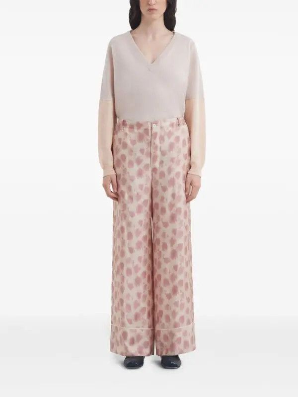 Marni o1w1db11125 Silk Wide-Leg Trousers in Pink Size 27" / US 4 / IT 40 - 2 Thumbnail