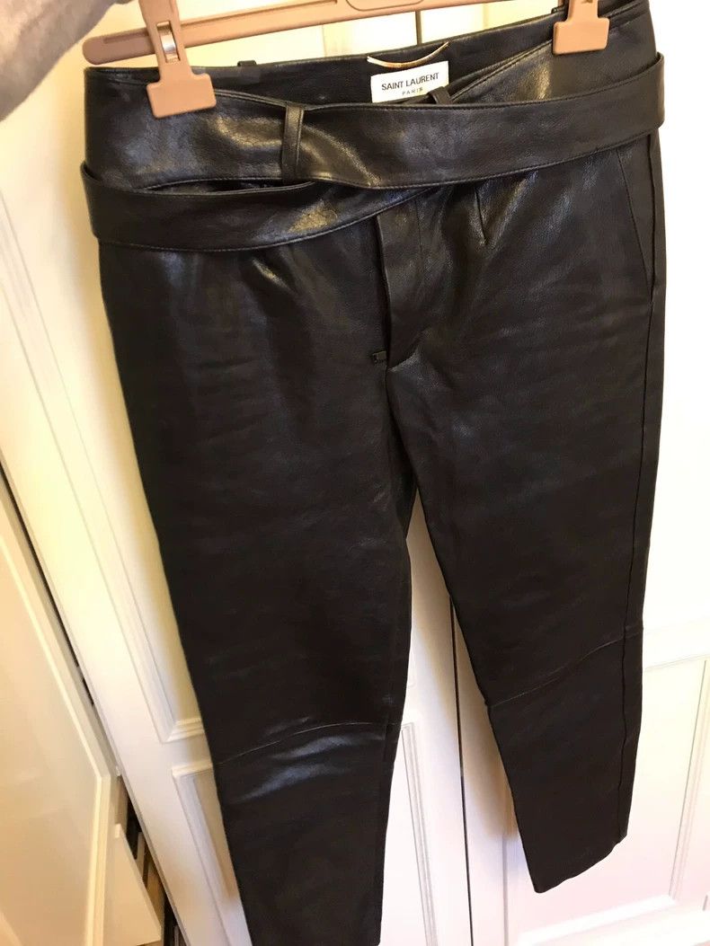 Yves Saint Laurent Black Leather Pants by Saint Laurent Size US 38 / EU 54 - 1 Thumbnail
