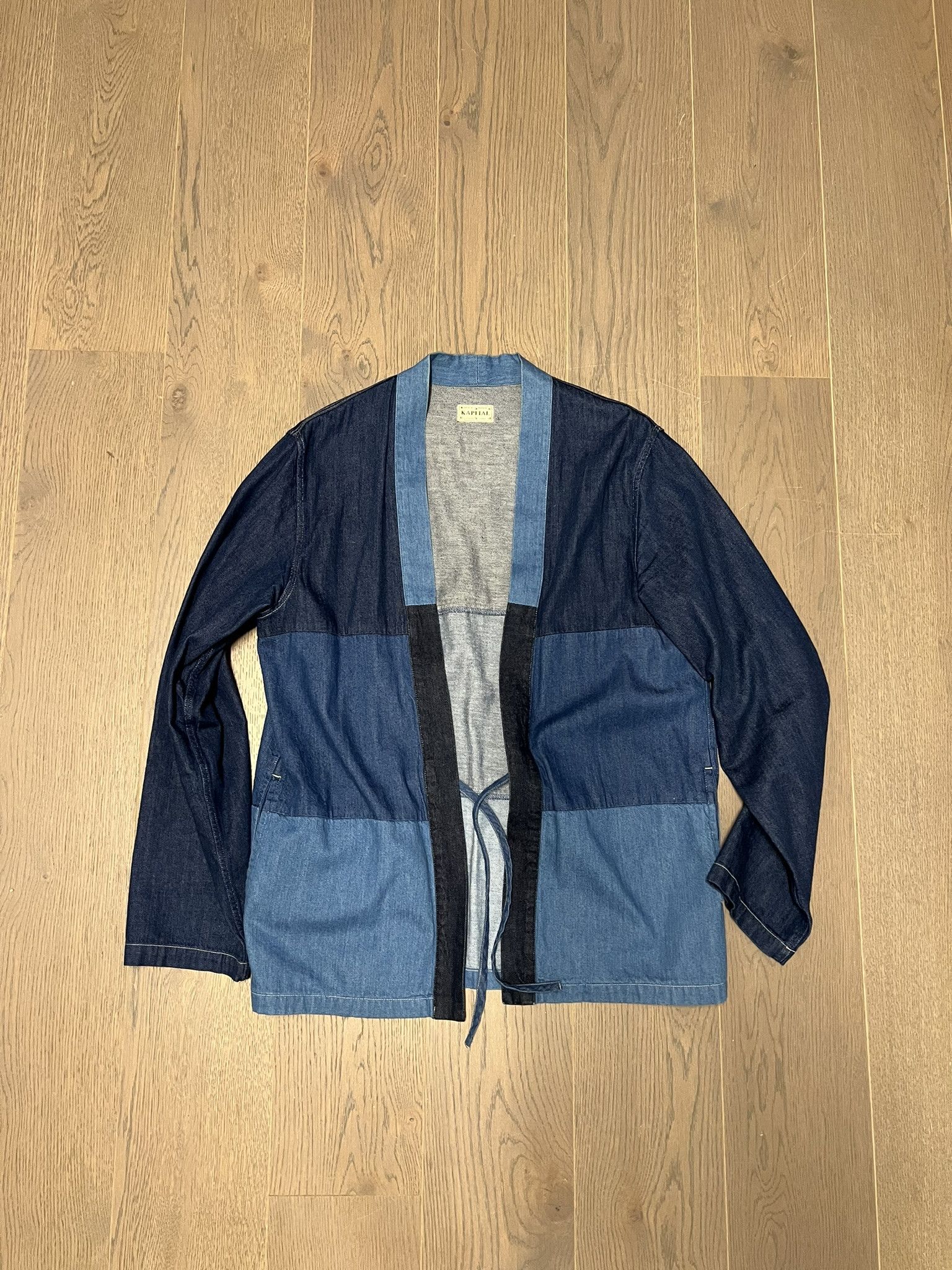 image of Kapital Deep Blue Patchwork Japanese Kimono, Men's (Size Large)