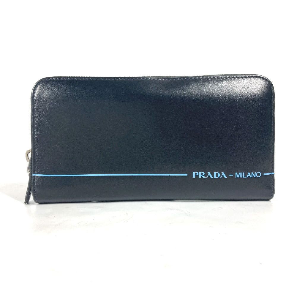 Prada Prada 2Ml317 Logo City Sports Long Wallet Round Fastener Leather Unisex Black Size ONE SIZE - 1 Thumbnail