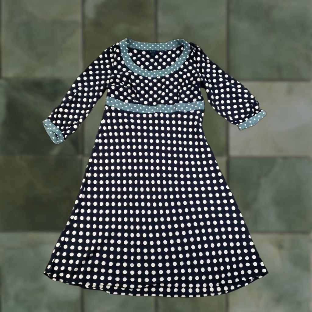 Boden Boden A-Line Dress Women Size 12 R Blue White Polka Dot 3/4 Sleeve Lightweight Casual Size XL / US 12-14 / IT 48-50 - 1 Thumbnail