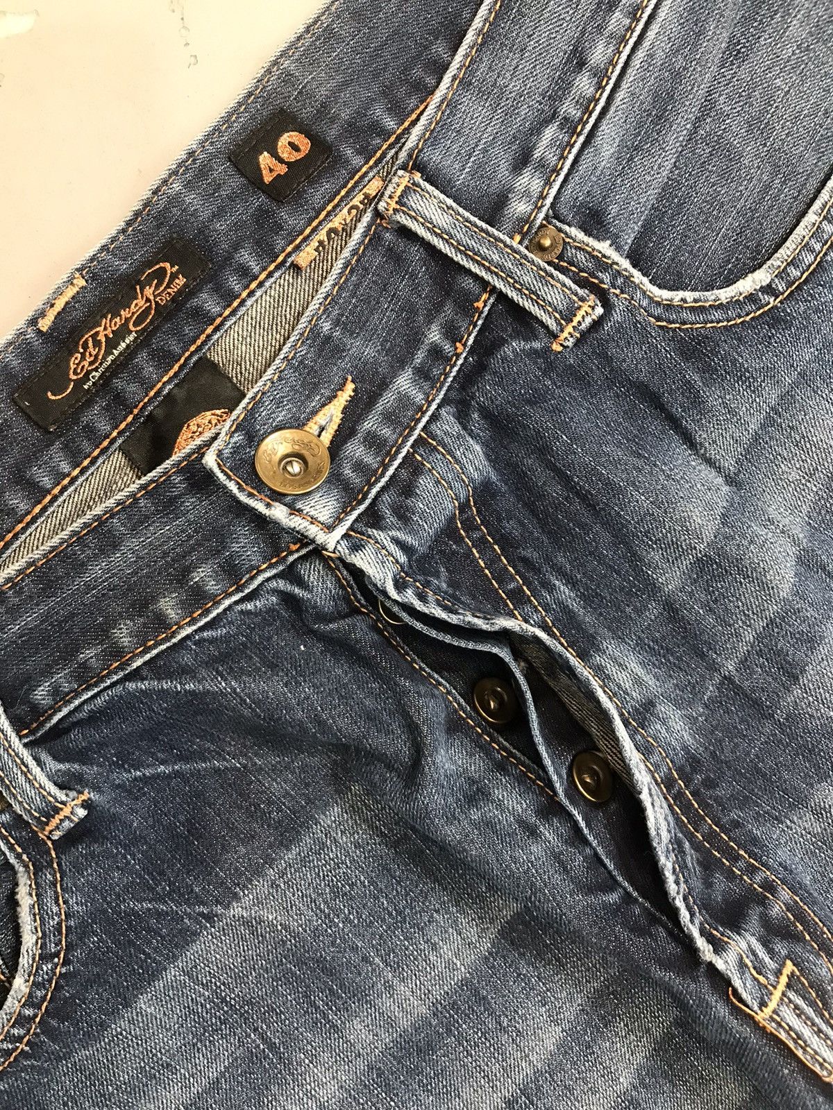 Ed Hardy × Vintage Vintage Ed hardy crazy skull embroidered denim Size US 40 / EU 56 - 5 Thumbnail