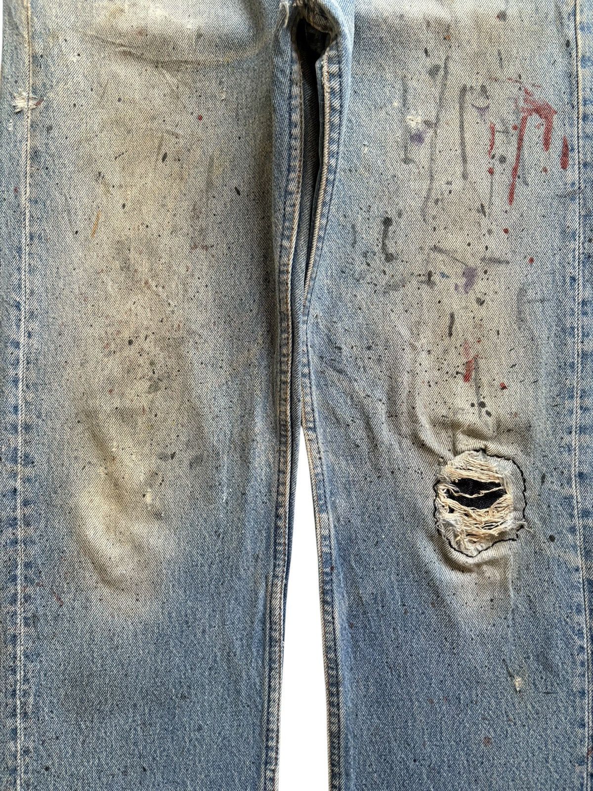 Levi's Vintage 90s Levis 501 Mud Wash Splattered Patched Jeans Size US 31 - 5 Thumbnail