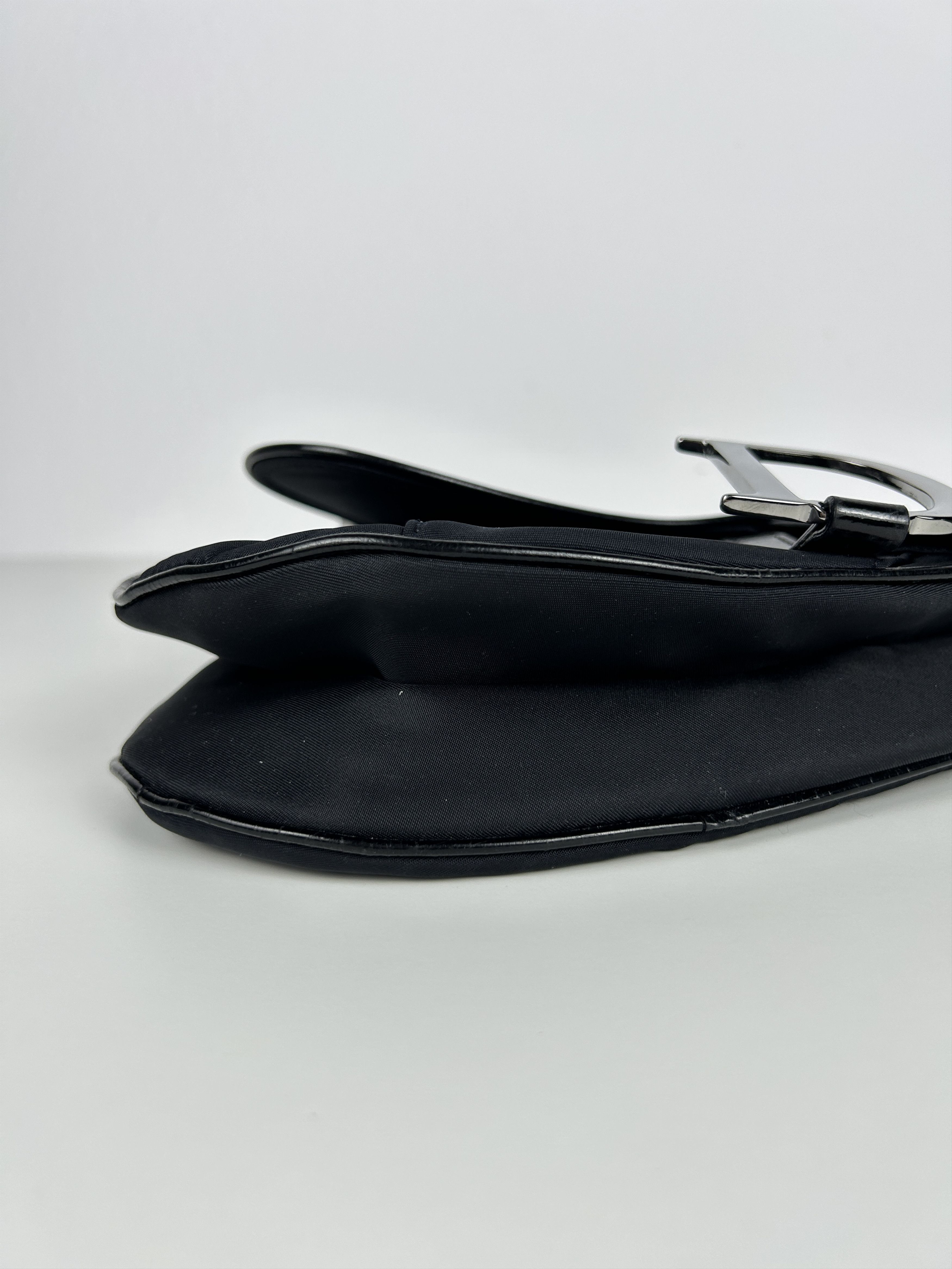 Dior 2001 Dior black satin and patent leather saddle bag Size ONE SIZE - 16 Thumbnail