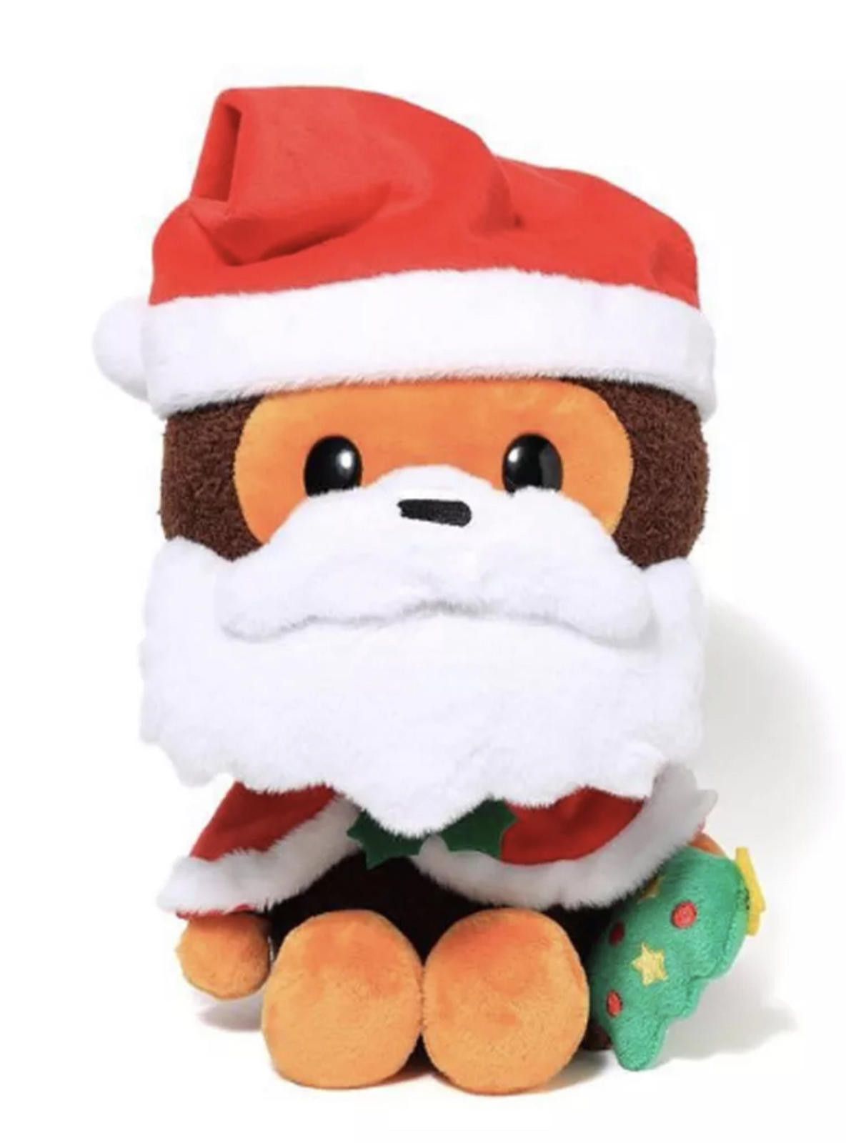 Bape Cute Monkey Plush Toy with Santa Hat and Cape - Holiday Them Size ONE SIZE - 3 Thumbnail