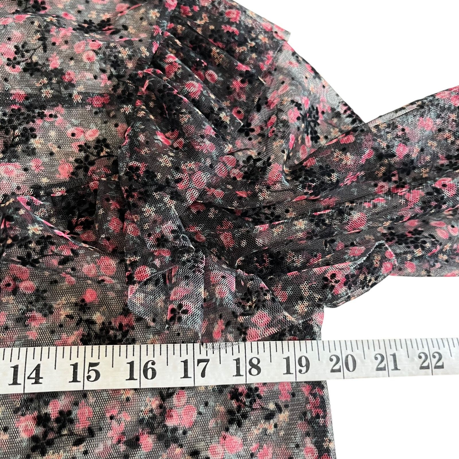 Zara ZARA Black Floral Sheer Ruffle Trim Blouse Size Small Size S / US 4 / IT 40 - 8 Thumbnail