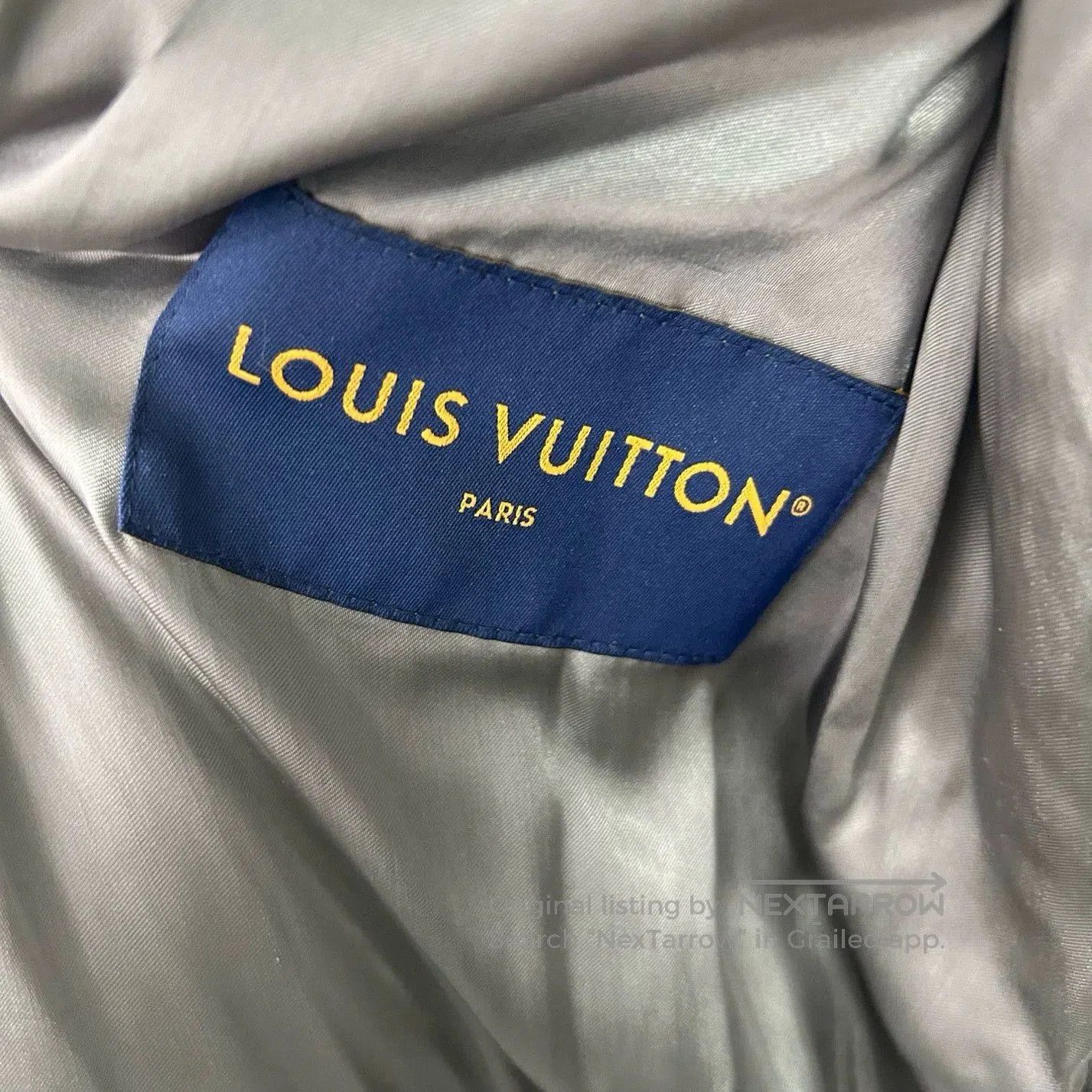 Louis Vuitton gray leather-sleeved baseball jacket with embroidery. Size US S / EU 44-46 / 1 - 4 Thumbnail