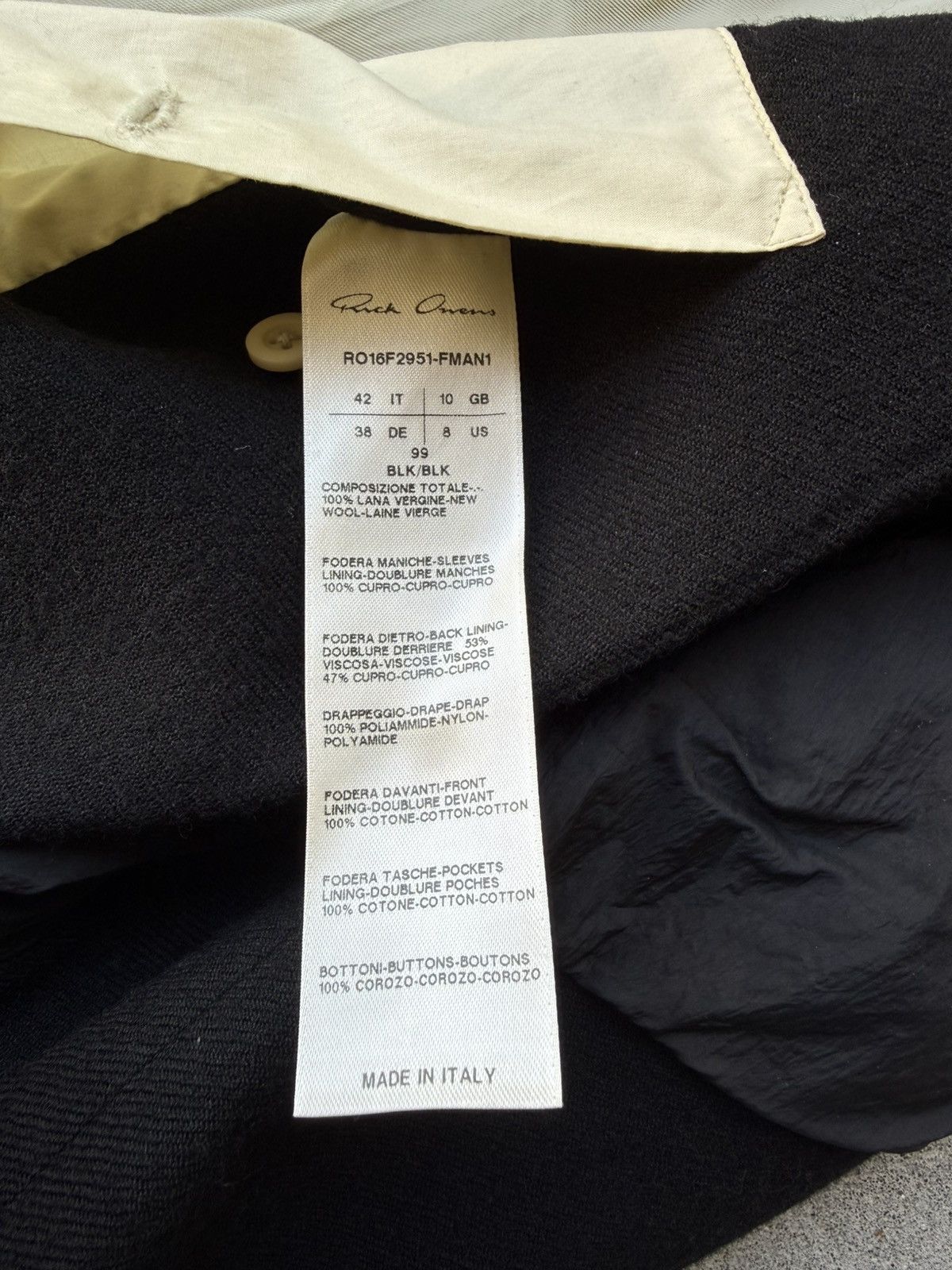 Rick Owens Rick Owens 2016FW MASTODON TUSK COAT Size US XS / EU 42 / 0 - 9 Thumbnail