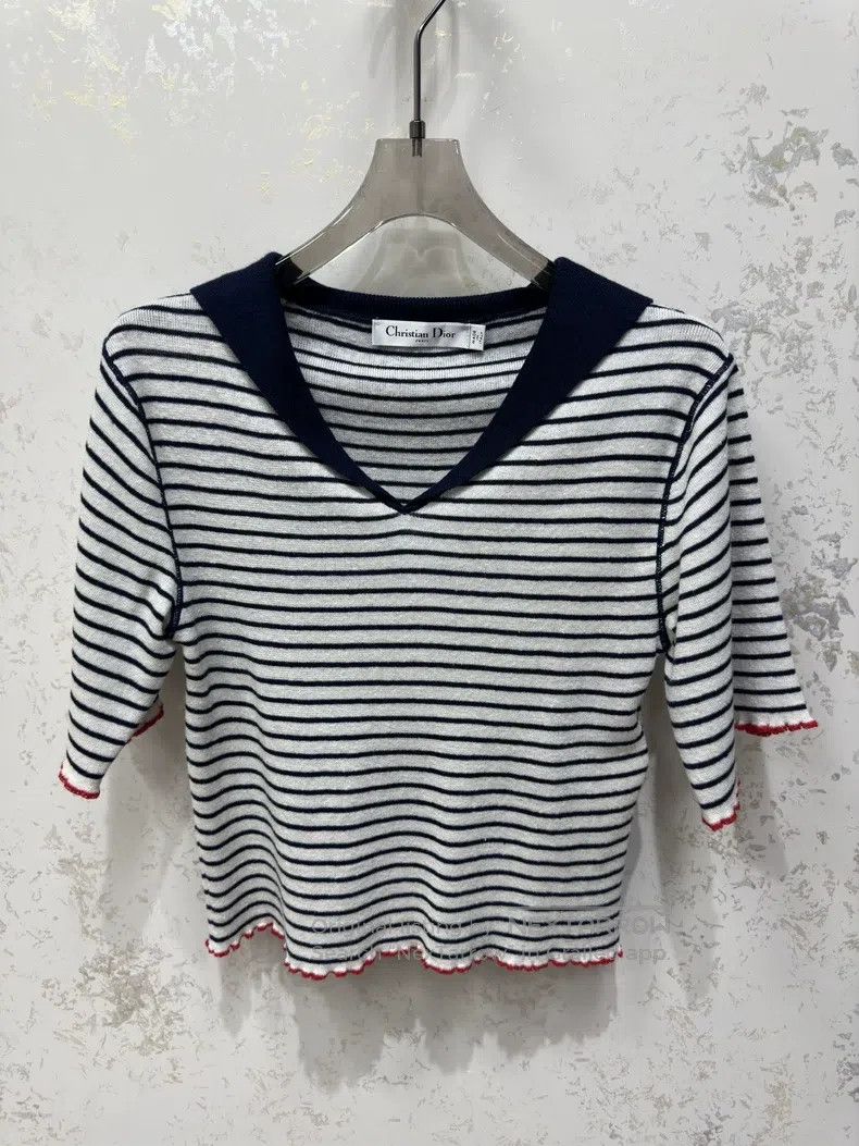 Dior Dior 24 autumn and winter new striped navy collar knitted Size XS / US 0-2 / IT 36-38 - 1 Thumbnail
