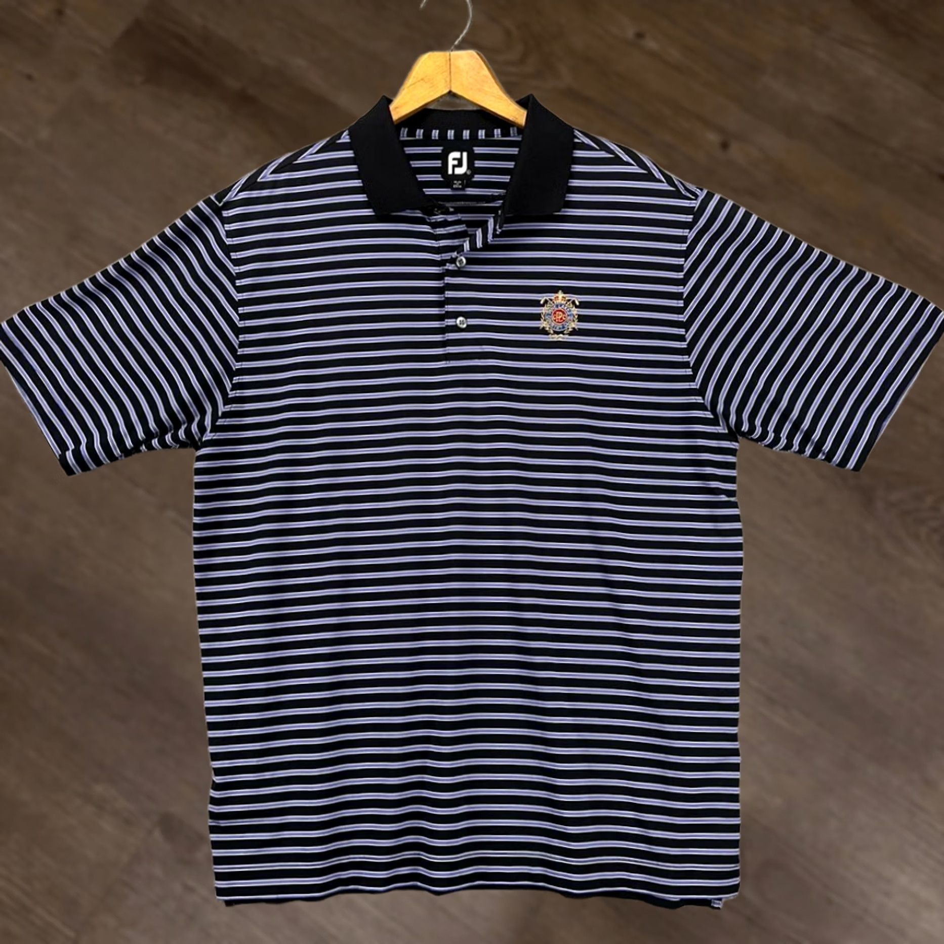 Footjoy FootJoy FJ Polo Shirt Mens XL Black Purple Striped Athletic Rugby Golf Shirt Size US XL / EU 56 / 4 - 1 Thumbnail