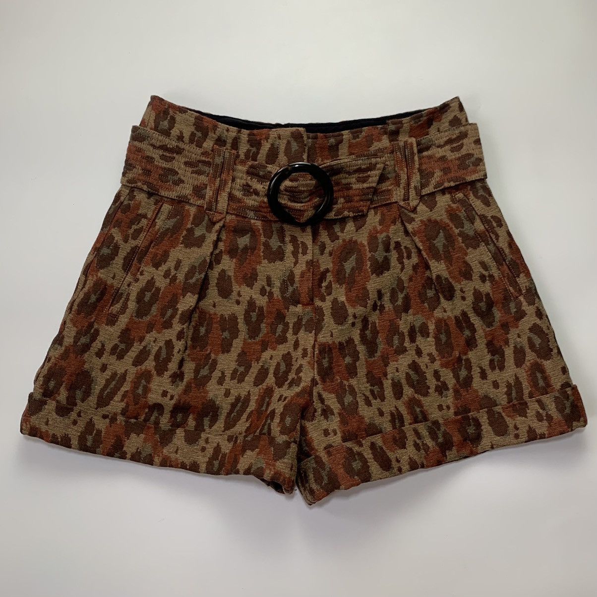 Sezane Sezane Jacquard Leopard High Rise Shorts Size 34" / US 12 / IT 48 - 2 Thumbnail