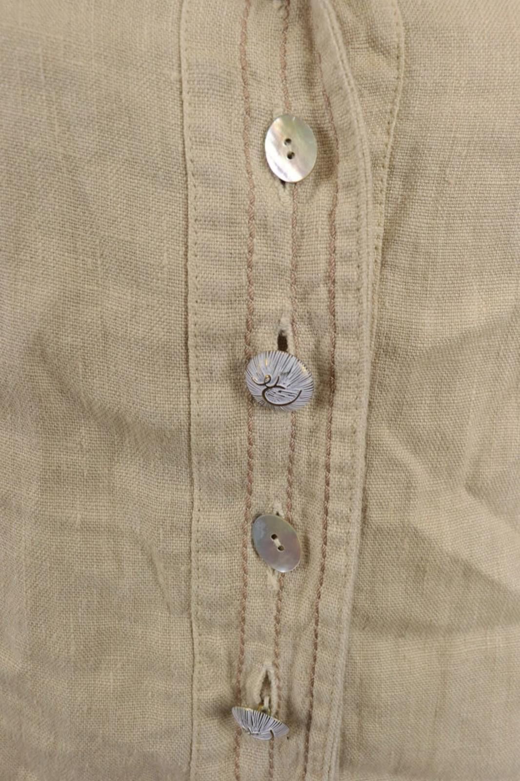 Designer Elisa Cavaletti Beige Linen Lagenlook Shirt Blouse Tunic Size M / US 6-8 / IT 42-44 - 4 Thumbnail
