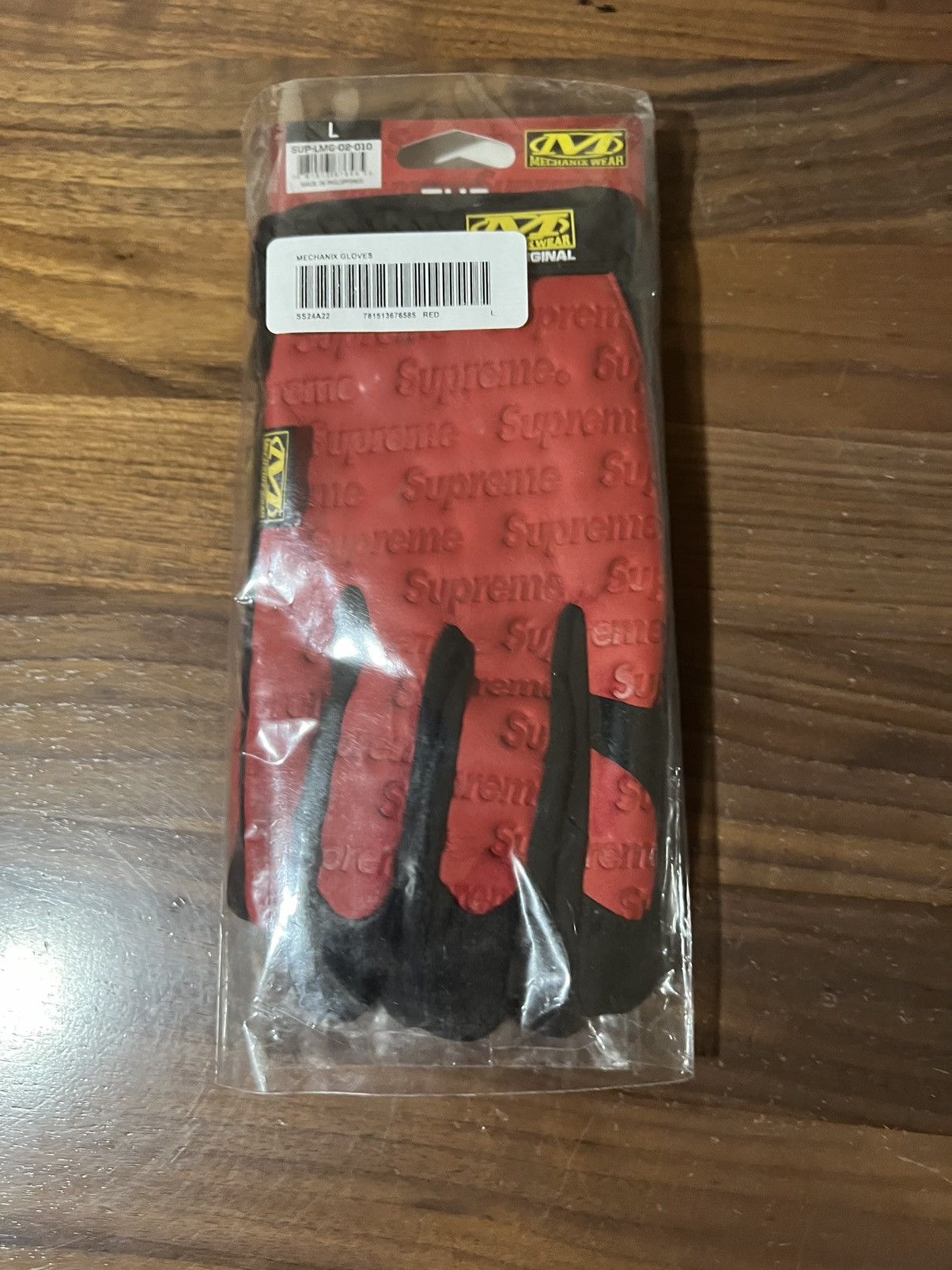image of Supreme/mechanix Leather Work Gloves Ss24 Red Size Large, Men's