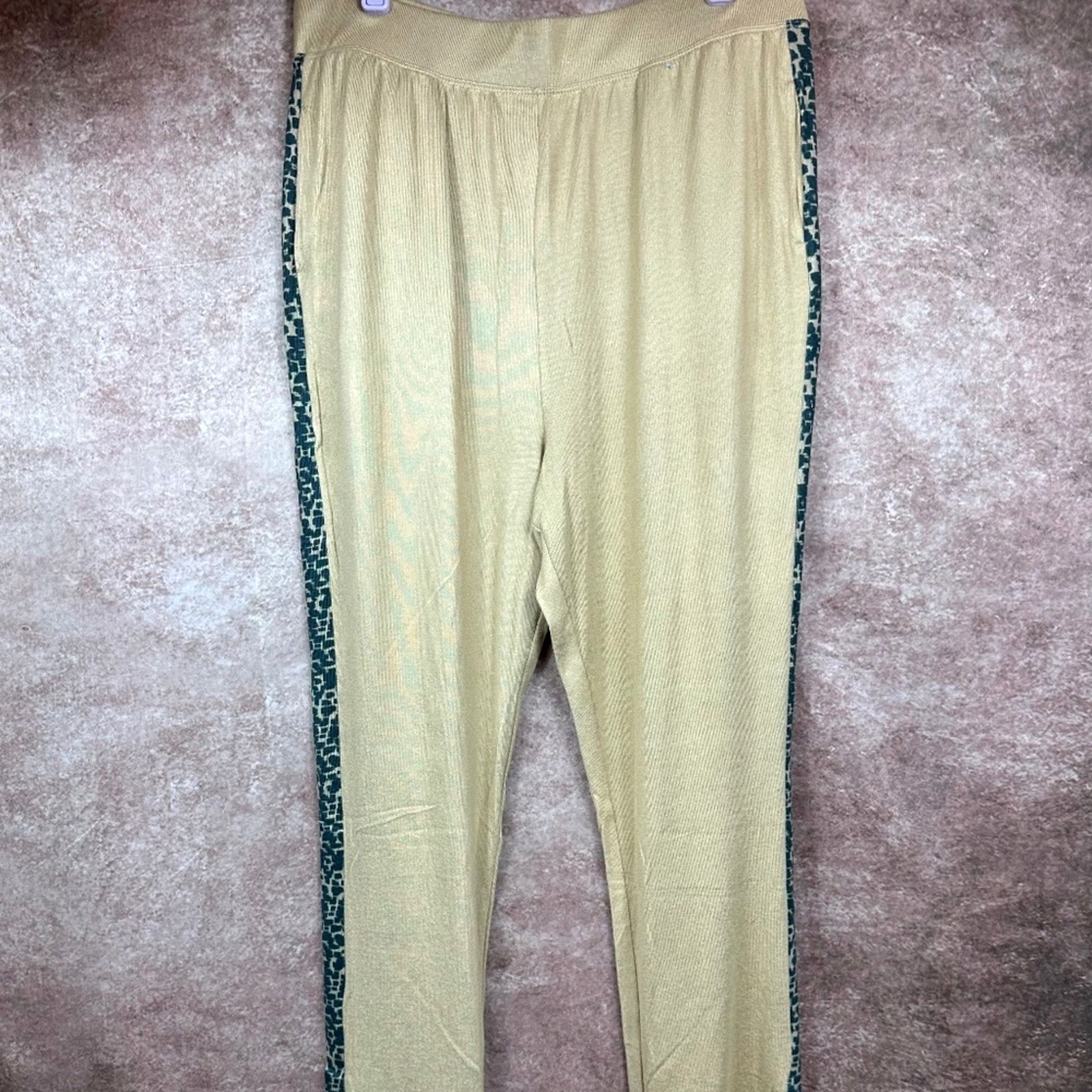 Other Retreat Rhonda Shear Knit Pants Suntan Abstract Animal L Size 33" - 7 Thumbnail
