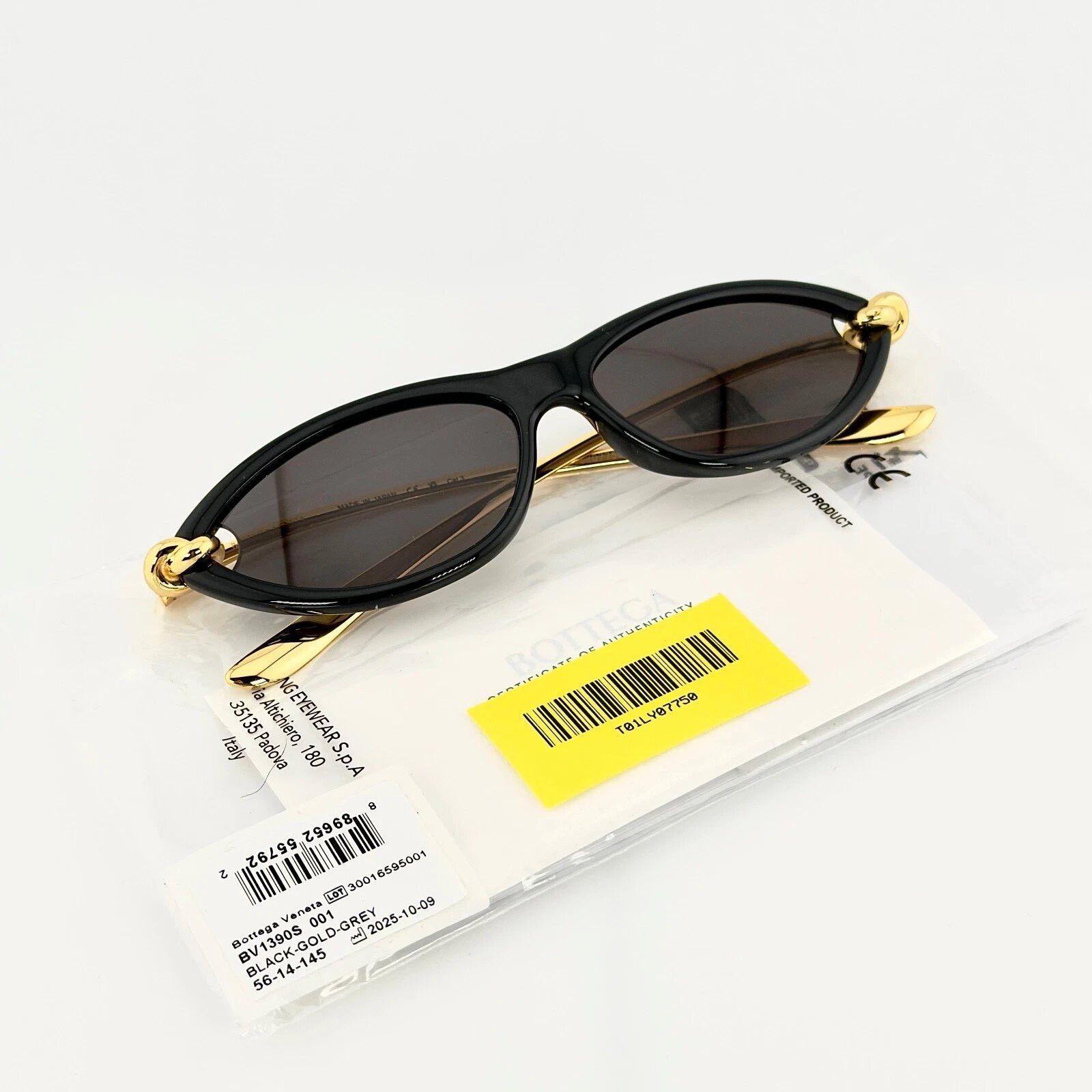 Bottega Veneta BOTTEGA VENETA KNOT Cat BV1390S Gold Black Narrow 1390 001 Size ONE SIZE - 6 Thumbnail