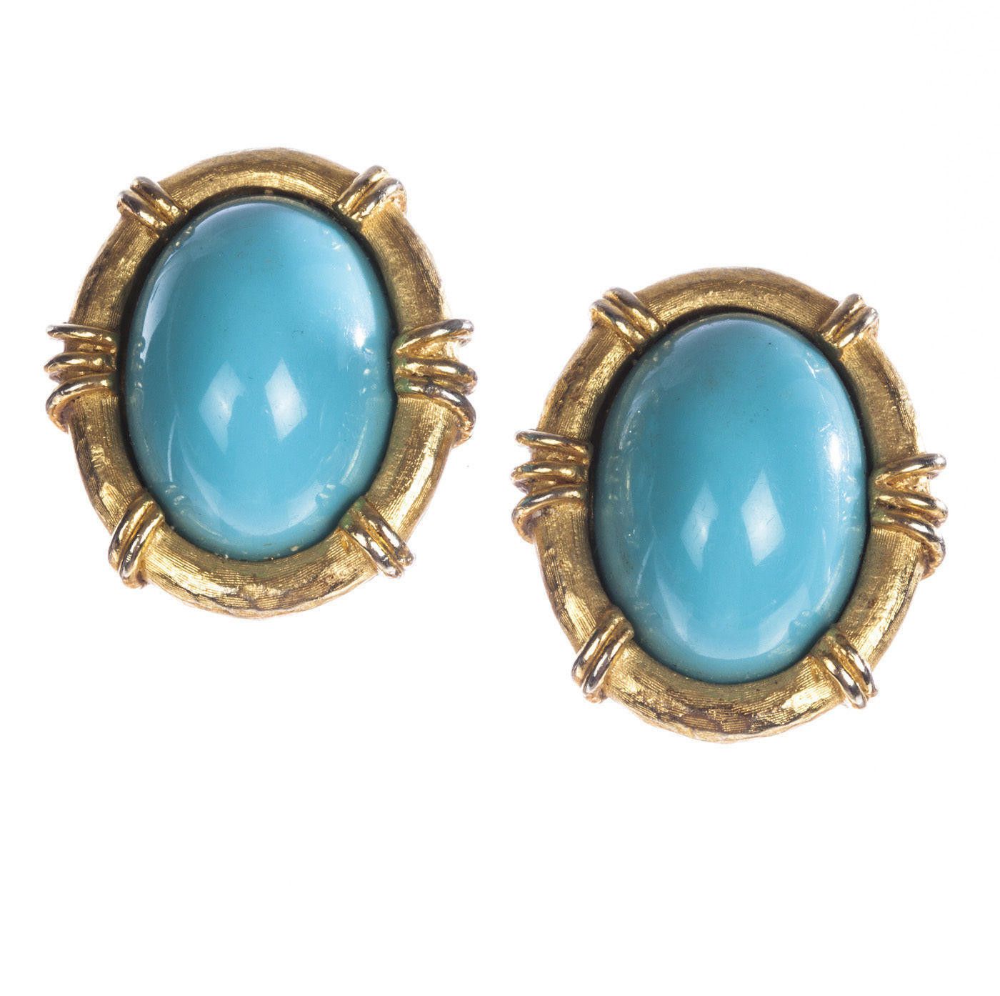 Designer Geoffrey Beene Faux Sleeping Beauty Turquoise Earrings Size ONE SIZE - 1 Thumbnail